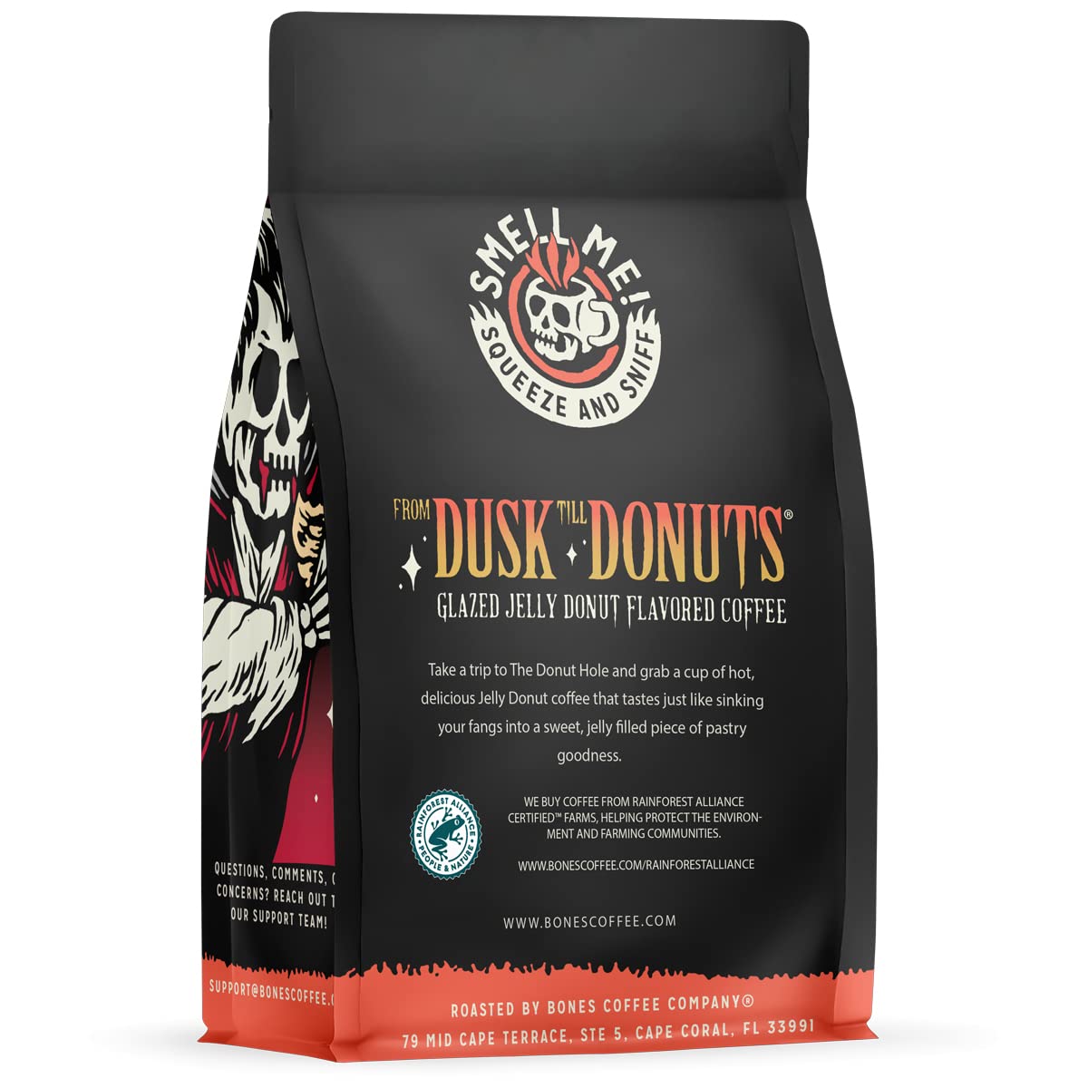 Bones Coffee Company Salty Siren, Sea Salted Caramel Chocolate Flavored Coffee, Medium Roast Low Acid Arabica Beans Compatible with Auto drip and French Press Coffee Maker, 12 Oz Whole Bean