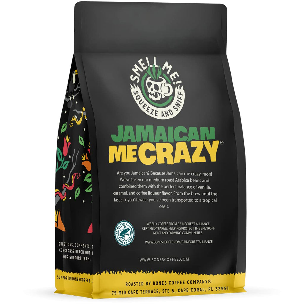 Bones Coffee Company Cinnamon Roll Flavored Coffee, Medium Roast Low Acid Arabica Beans Compatible with Auto drip and French Press Coffee Maker, 12 Oz Ground