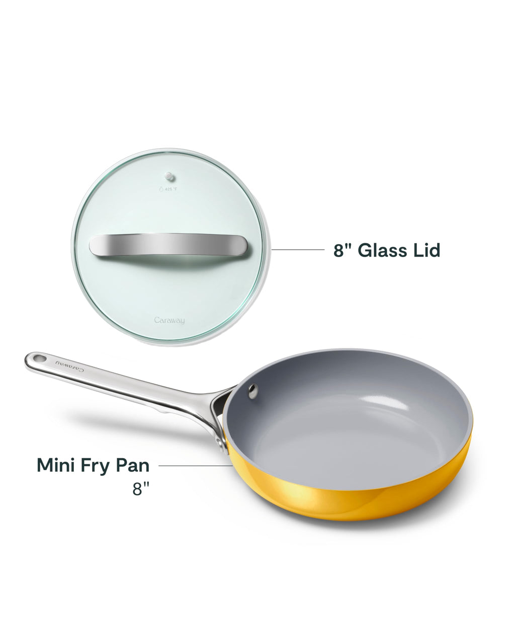 Caraway Nonstick Ceramic Frying Pan With Glass Lid (2.7 qt, 10.5") - Non Toxic, PTFE & PFOA Free - Oven Safe & Compatible with All Stovetops (Gas, Electric & Induction) - Cream