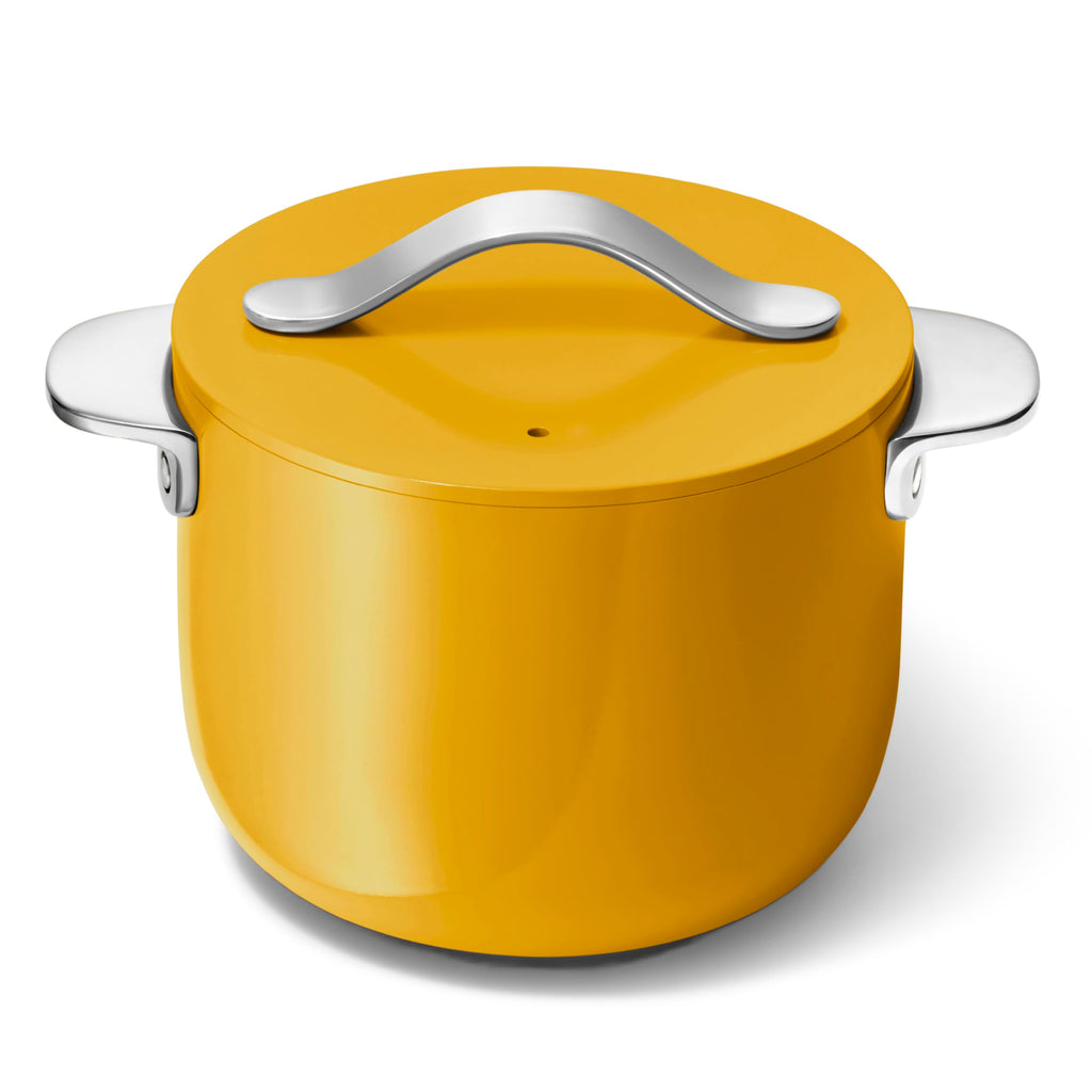 Caraway Petite Cooker - 2 Qt Ceramic Coated Pot - Free From Forever Chemicals - Perfect for Rice, Grains, or Sauces - Cream