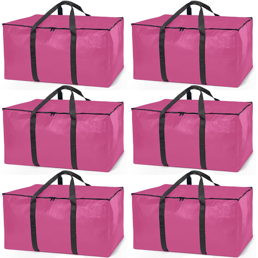 ClearSpace Heavy Duty Moving Bags or Storage Bags – Pink Storage Bins with Lids, Large Moving Boxes with Backpack Straps & Zippers,– Packing Box & Moving Supplies for College Dorm, 4 Pack