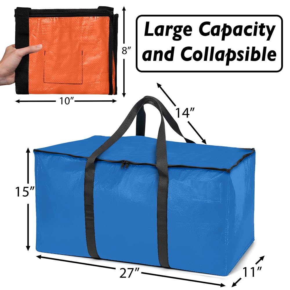 ClearSpace Heavy Duty Moving Bags or Storage Bags – Storage Bins with Lids, Large Moving Boxes with Backpack Straps & Zippers,– Packing Box & Moving Supplies for College Dorm, 6 Pack