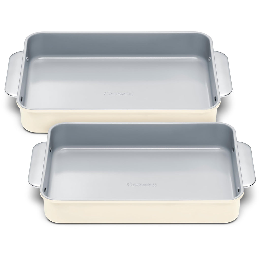 Caraway Non-Stick Ceramic 9”x13” Rectangle Pan - Naturally Slick Ceramic Coating - Non-Toxic, PTFE & PFOA Free - Perfect for Brownies, Lasagnas, and More - Cream