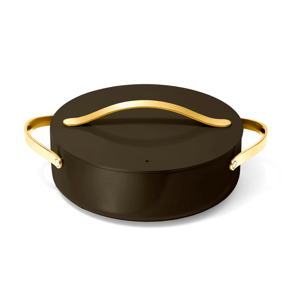 Caraway Rondeau - 6 Qt Non-Stick Pan with Lid - Free From Forever Chemicals - Perfect for Searing, Braising, & Roasting - Cream