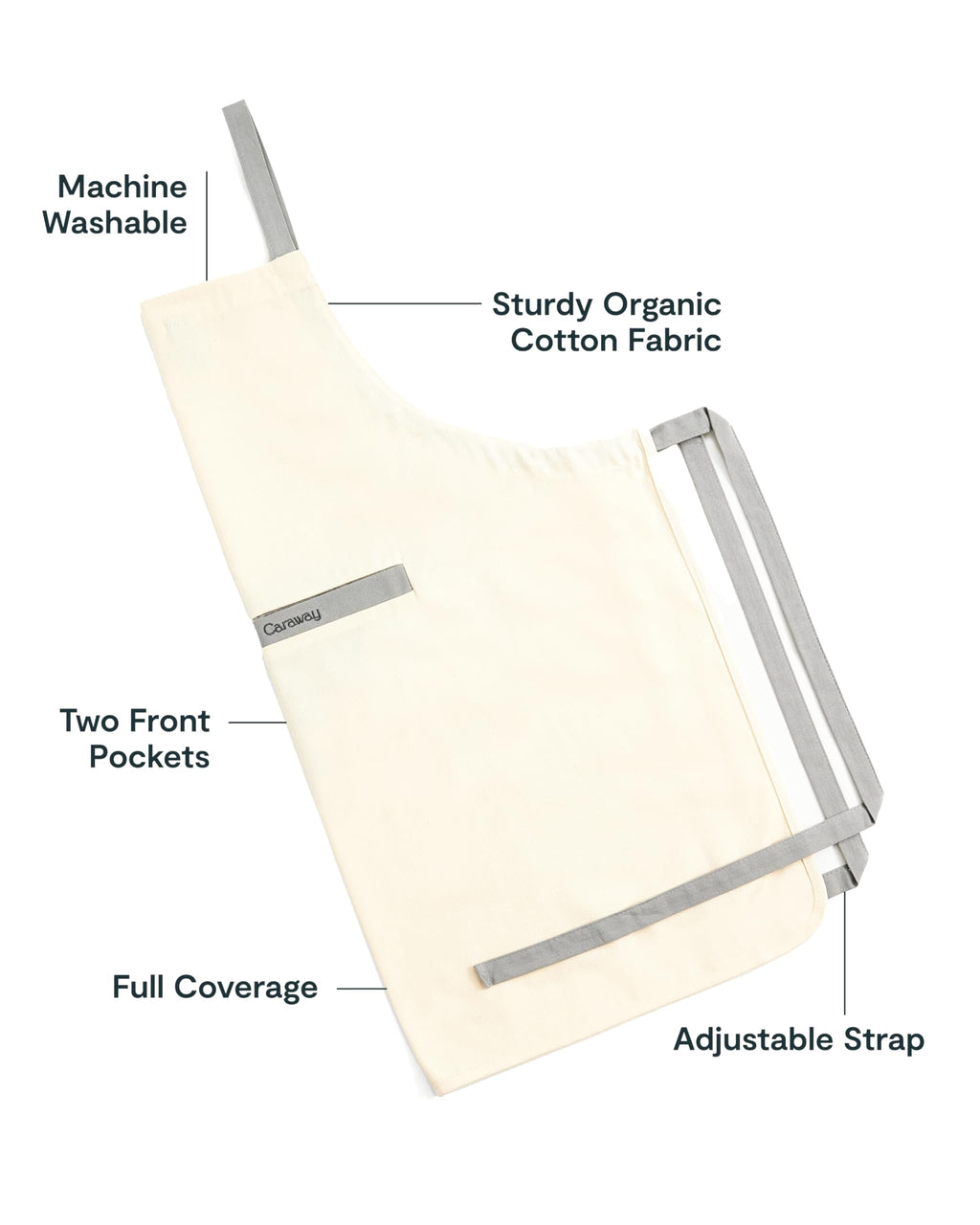 Caraway Apron - 100% Organic Cotton Apron - Features 2 Pockets & Adjustable Neck Strap