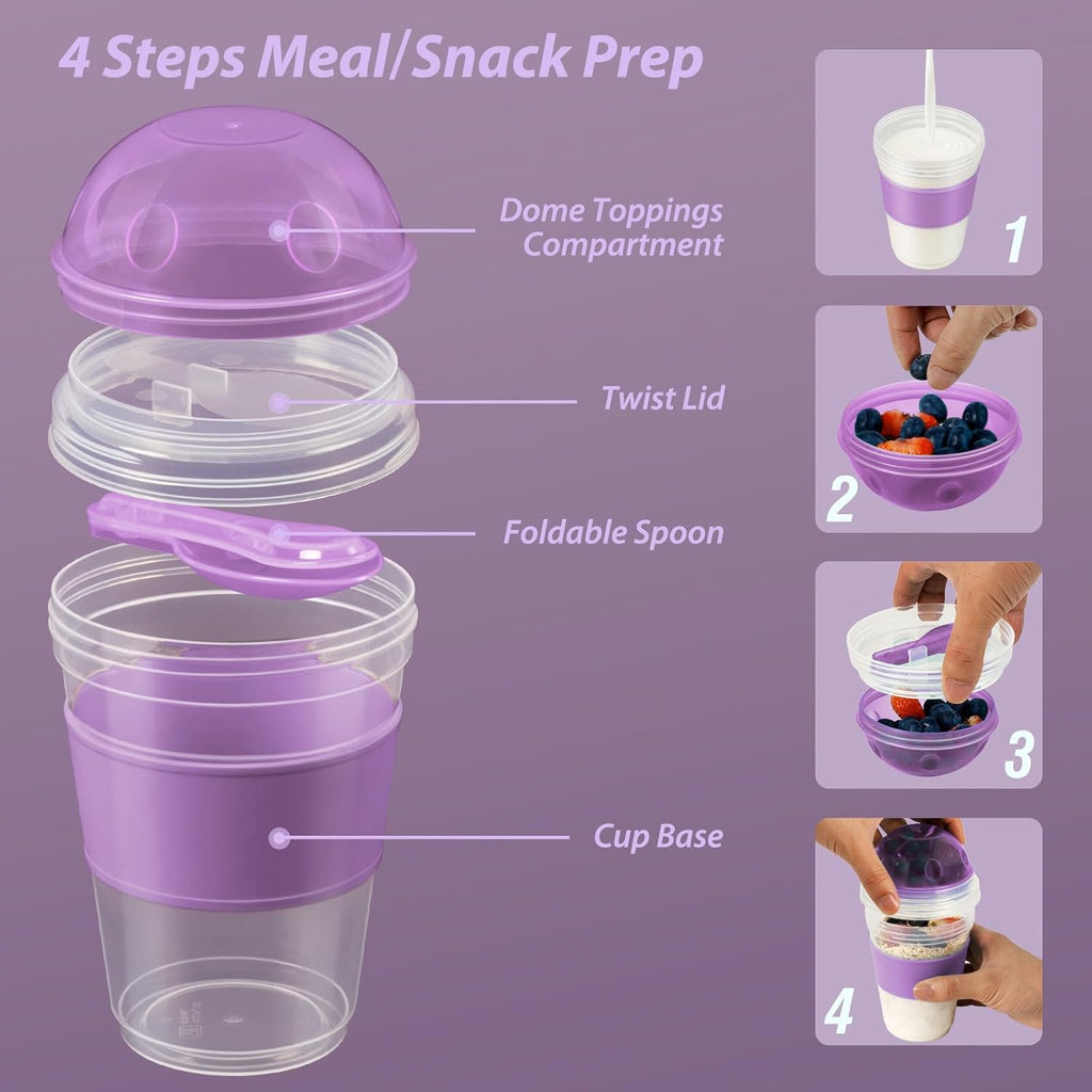 Freshmage 2 Pack 52-oz Salad Lunch Containers and 4 Pack 20 oz Yogurt Parfait Cups with Lids