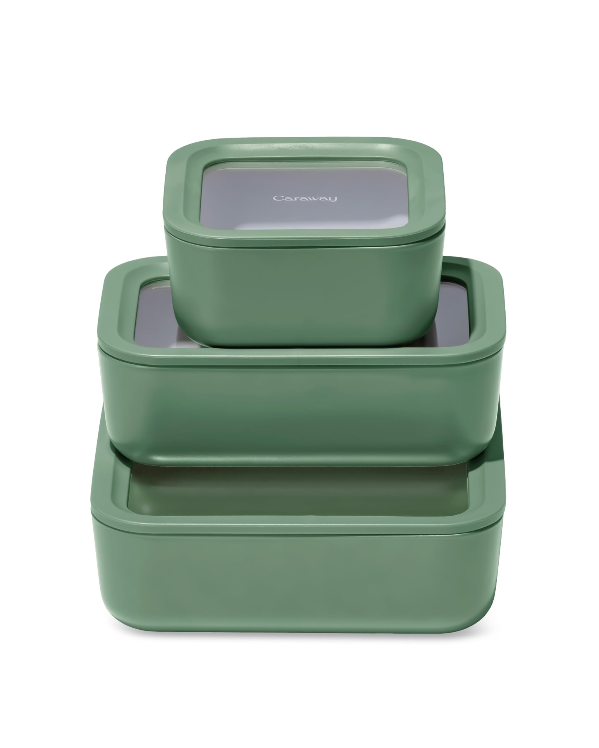 Caraway 13pc Glass Food Storage Container Set - Easy to Store, Non Toxic Lunch Box - with Glass Lids - Includes Storage Organizer - Cream
