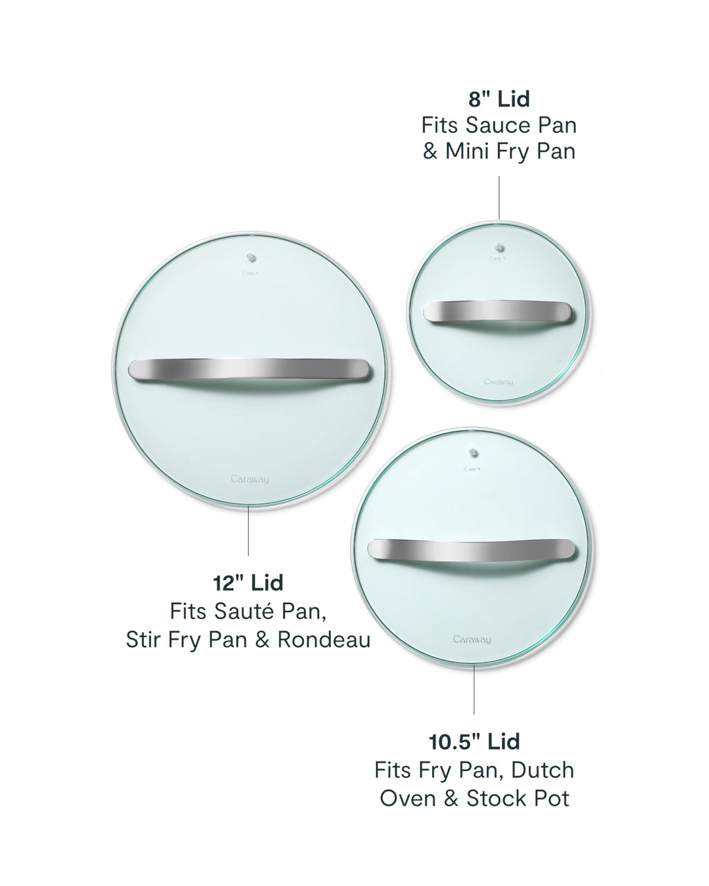 Caraway 10.5" Glass Lid for Pots and Pans - Made With Tempered Glass - Sized to Fit Caraway Ceramic-Coated & Stainless Steel Cookware