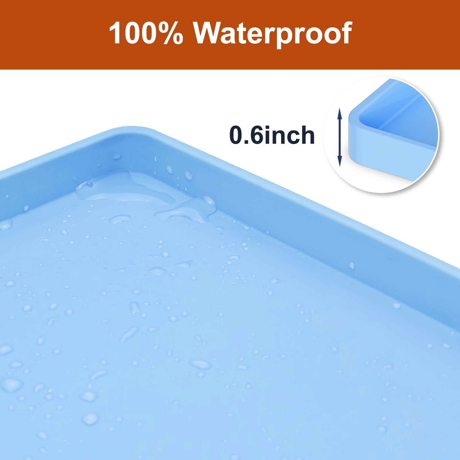 Extra Thick Silicone Mat Waterproof with Raised Edge 34" x 22", Under Sink Mat for Kitchen & Bathroom, Kitchen Cabinet Liner, Multi-Purpose for Storage & Protection, Gray