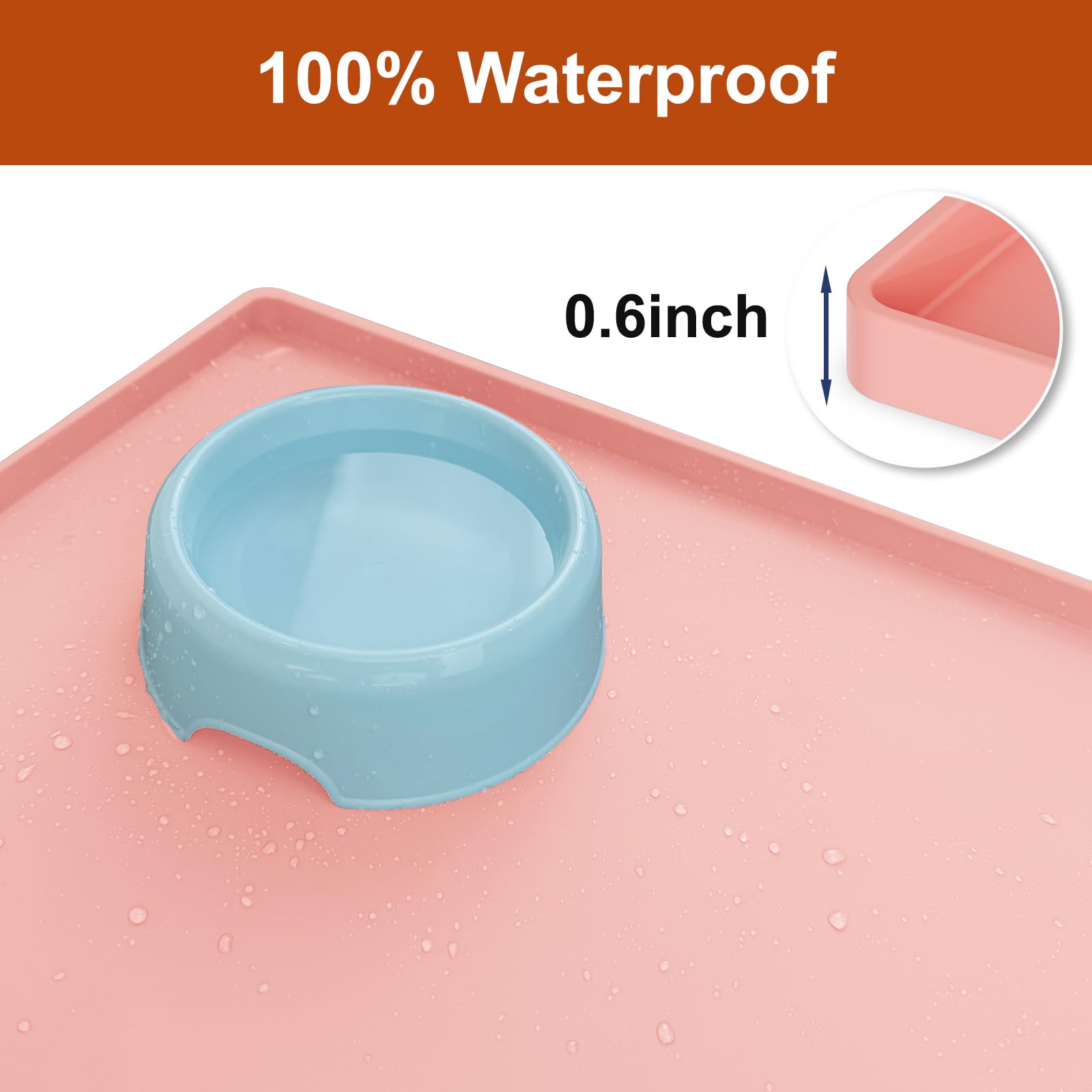 Extra Thick Silicone Mat Waterproof with Raised Edge 34" x 22", Under Sink Mat for Kitchen & Bathroom, Kitchen Cabinet Liner, Multi-Purpose for Storage & Protection, Gray