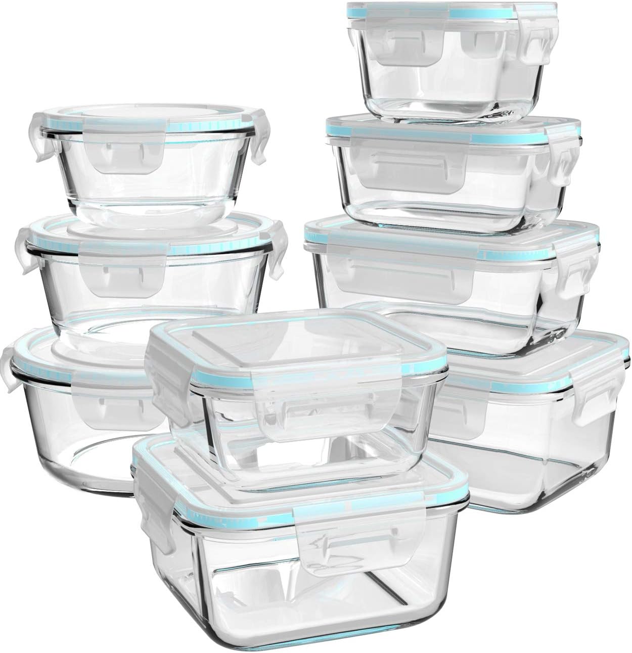 [18 Piece Glass Food Storage Containers with Lids & [3-Pack,36 OZ] Large Glass Food Storage Containers with Locking Lids