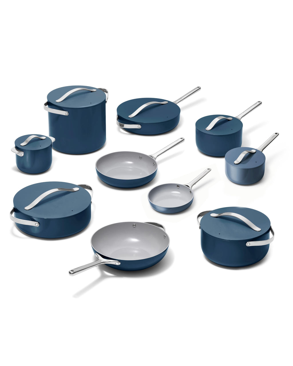 Caraway Non-stick Ceramic Cookware Set (12 Piece) Pots, Pans, Lids and Kitchen Storage - PFAS & PFOA Free - Oven Safe Pan Set & Compatible with All Stovetops - Cream