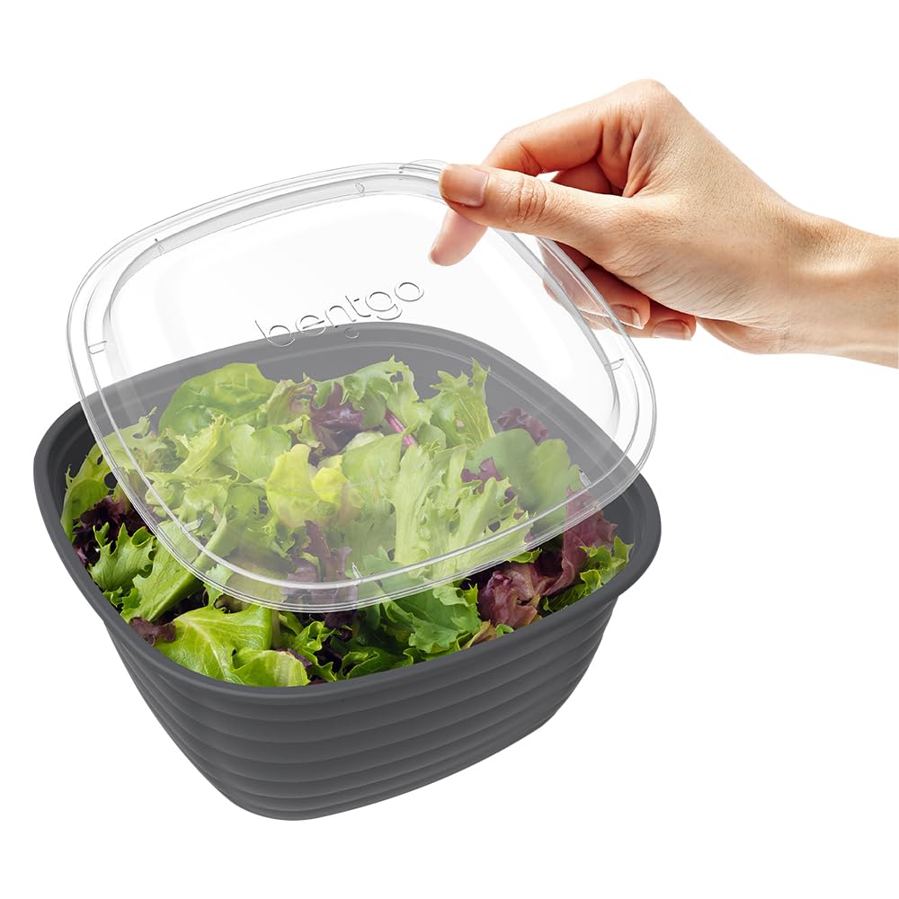 Bentgo Prep - 1-Compartment Bowls with Custom Fit Lids - Reusable, Microwaveable, Durable, PFAS & BPA-Free, Freezer and Dishwasher Safe Meal Prep Food Storage - 10 Bowls & 10 Lids (Graphite)