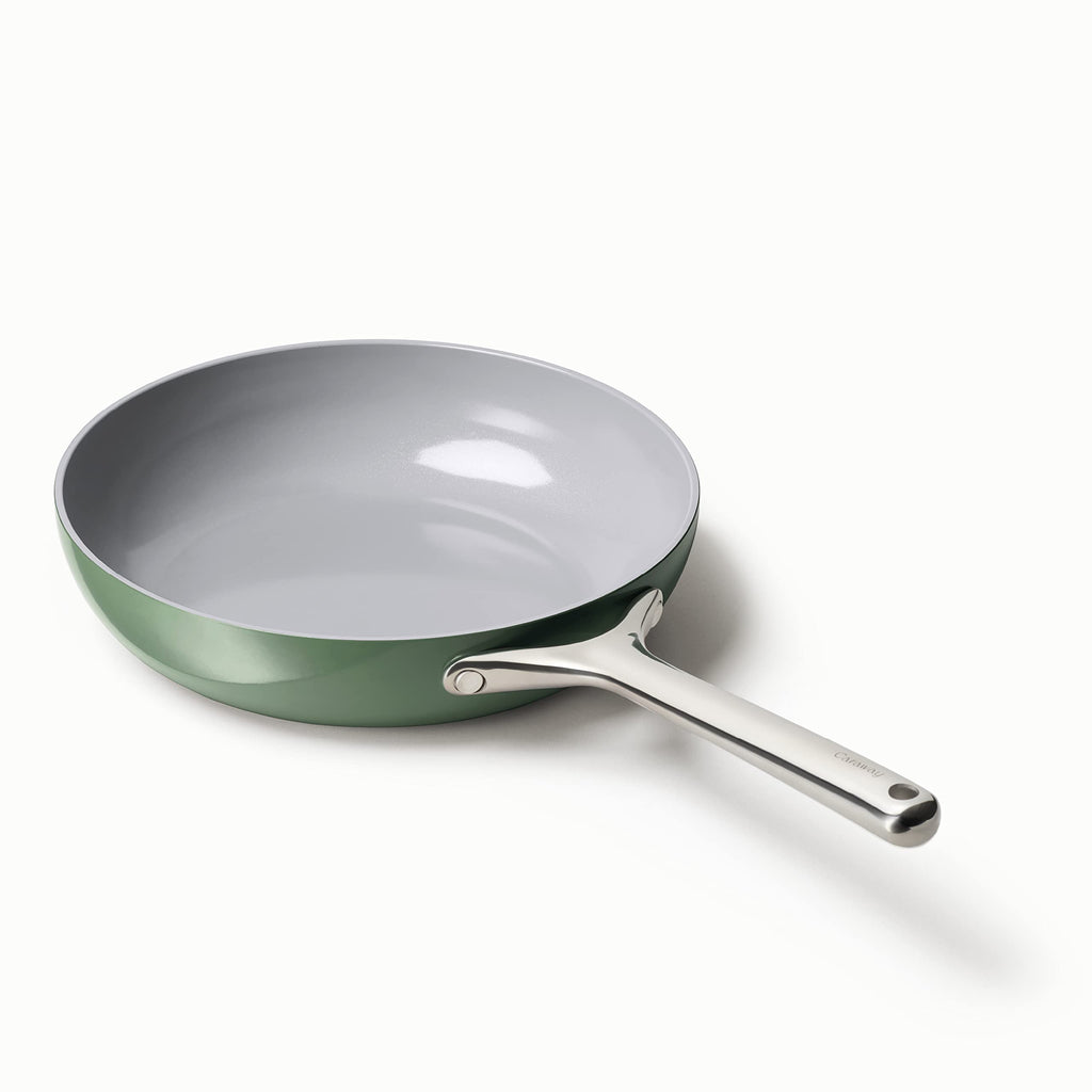 Caraway Nonstick Ceramic Frying Pan (2.7 qt, 10.5") - Non Toxic, PTFE & PFOA Free - Oven Safe & Compatible with All Stovetops (Gas, Electric & Induction) - Cream