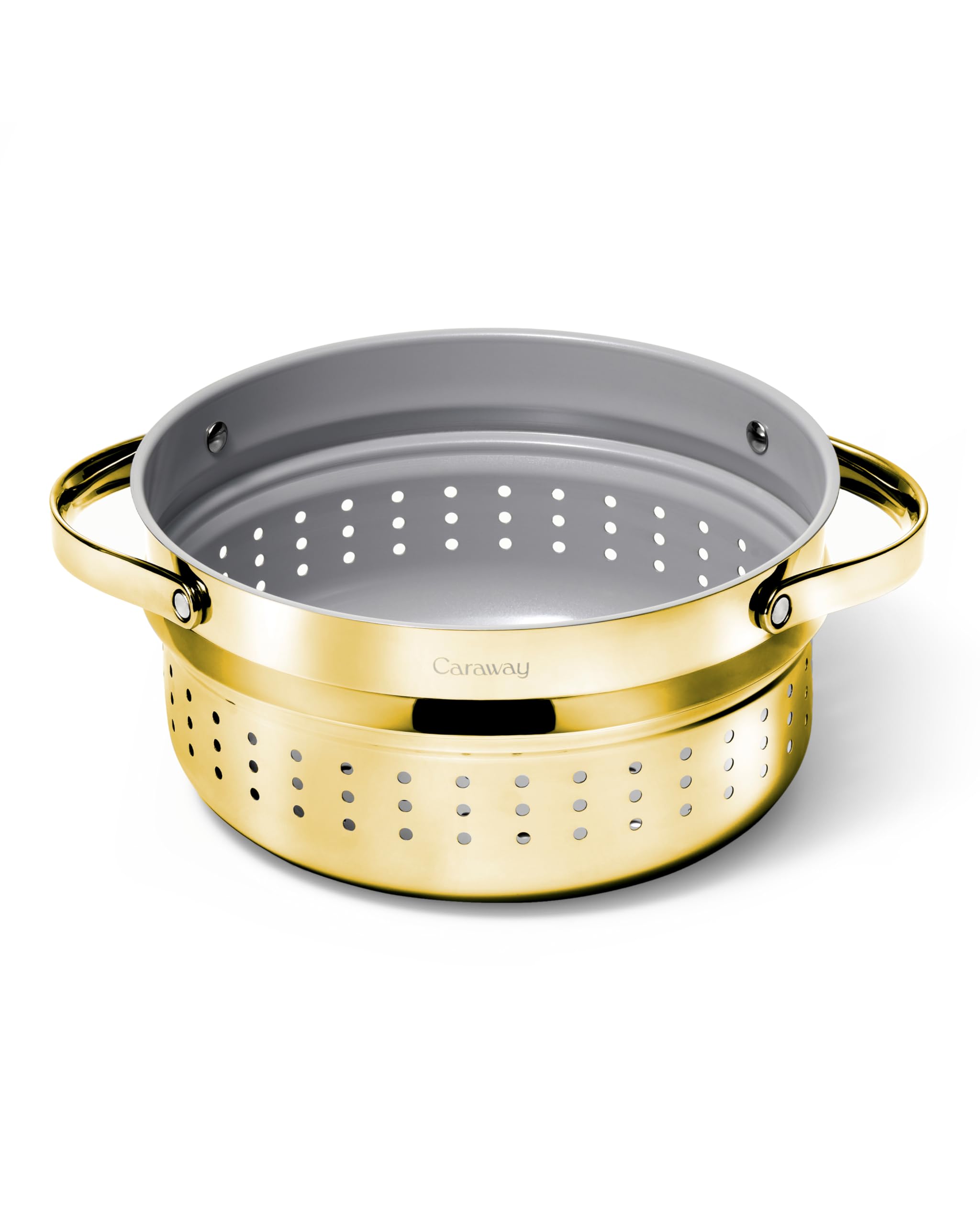 Caraway Steamer - Stainless Steel Steamer with Handles - Non Stick, Non Toxic Coating - Steam Veggies, Seafood, and More - Compatible With Our Dutch Oven or Sauce Pan - Small