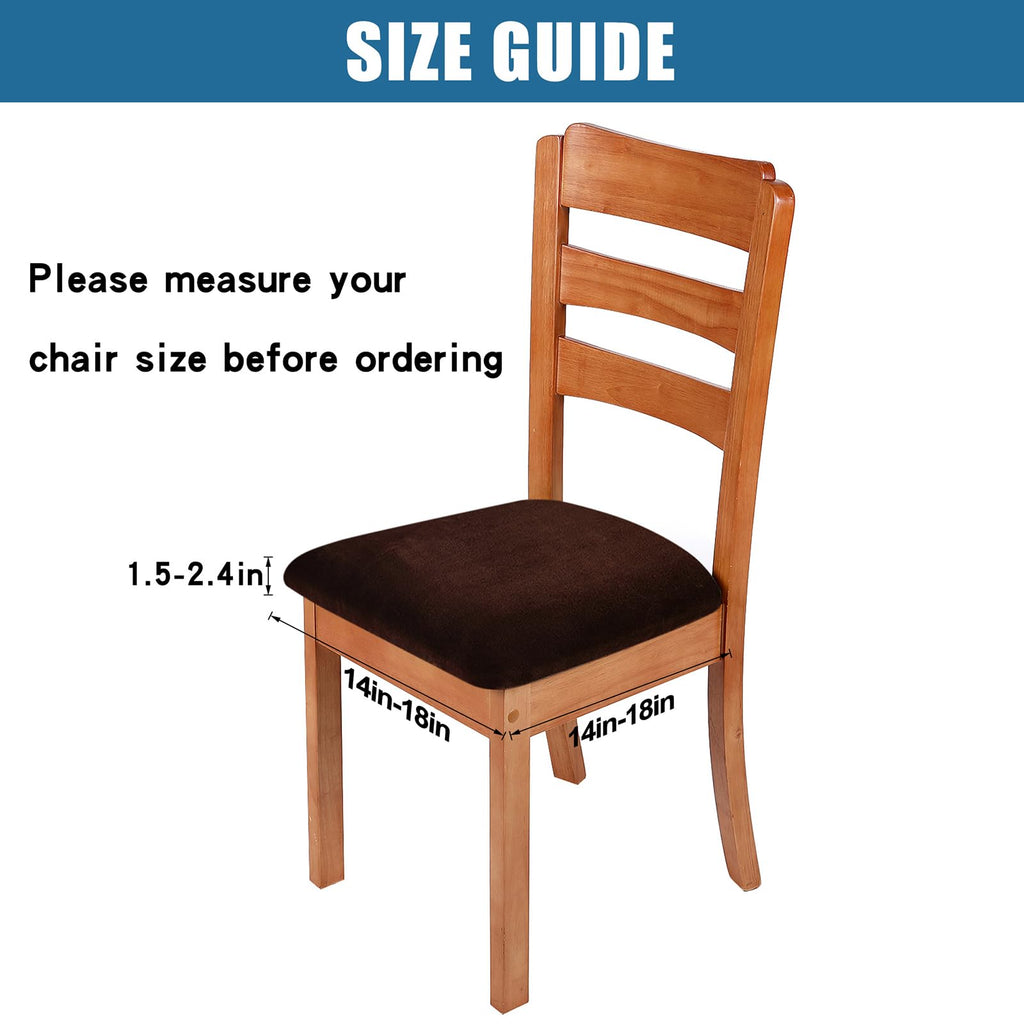 Smiry Velvet Seat Covers for Dining Room Chair Set of 4, Stretch Fit Removable Washable Chair Seat Cushion Protector Slipcovers with Ties, Black