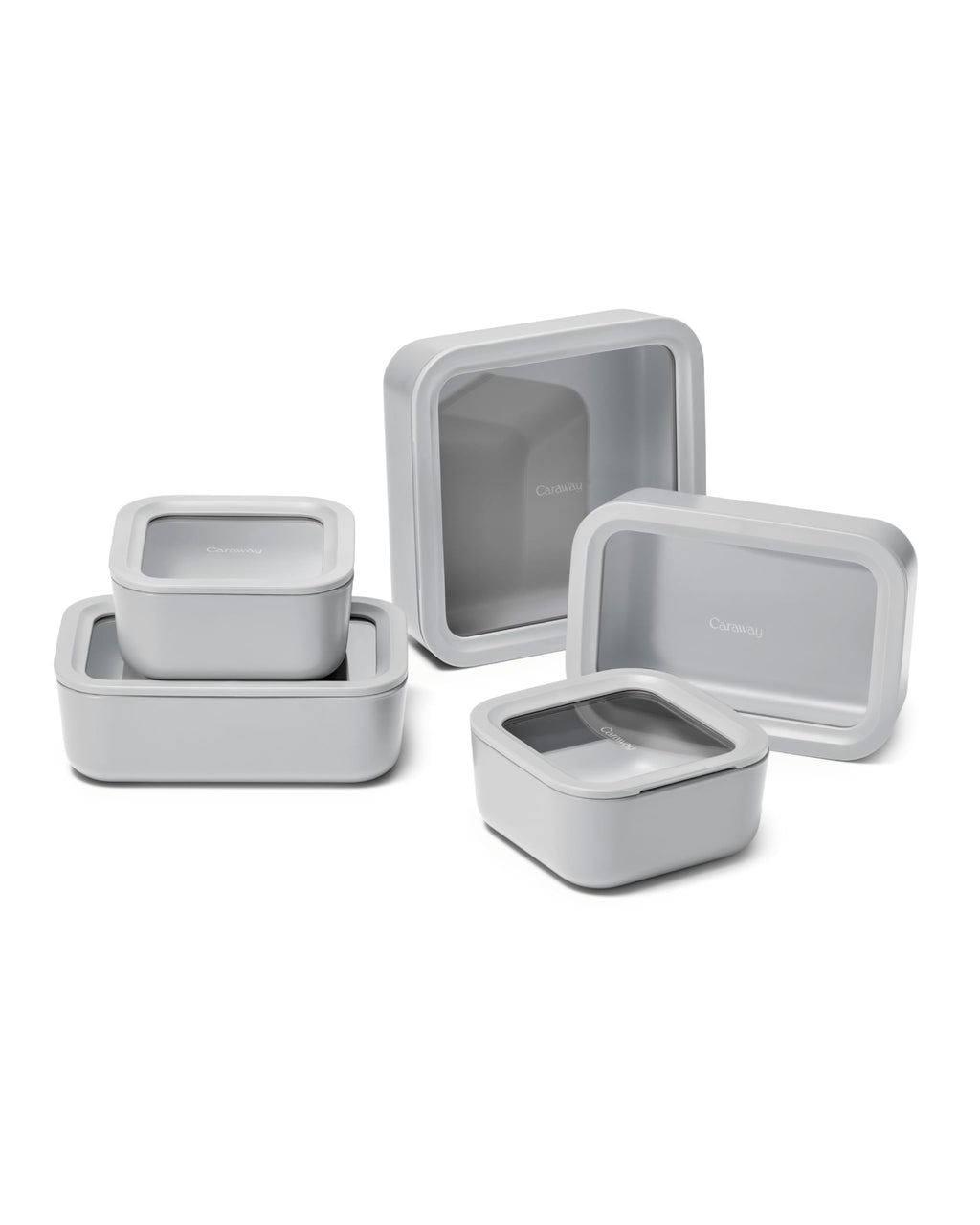 Caraway 13pc Glass Food Storage Container Set - Easy to Store, Non Toxic Lunch Box - with Glass Lids - Includes Storage Organizer - Cream