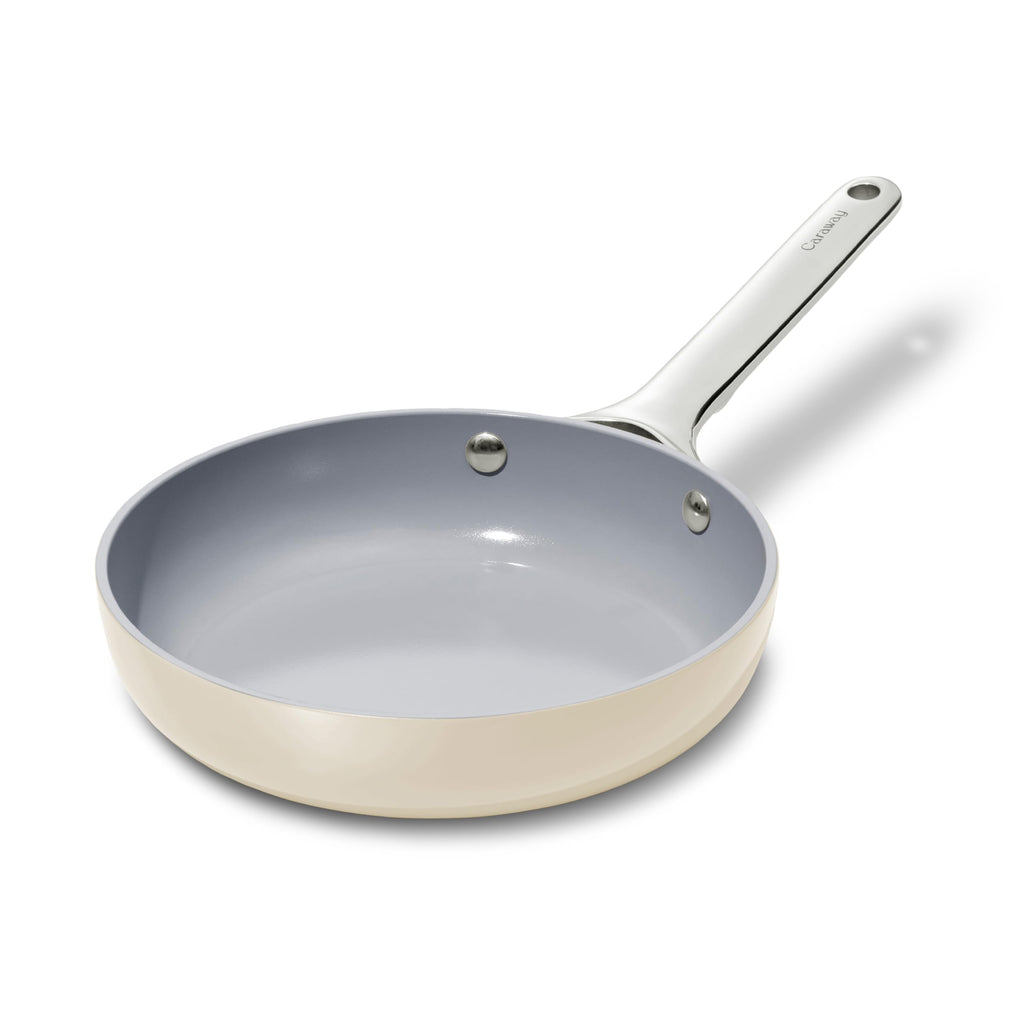 Caraway Nonstick Ceramic Frying Pan (2.7 qt, 10.5") - Non Toxic, PTFE & PFOA Free - Oven Safe & Compatible with All Stovetops (Gas, Electric & Induction) - Cream