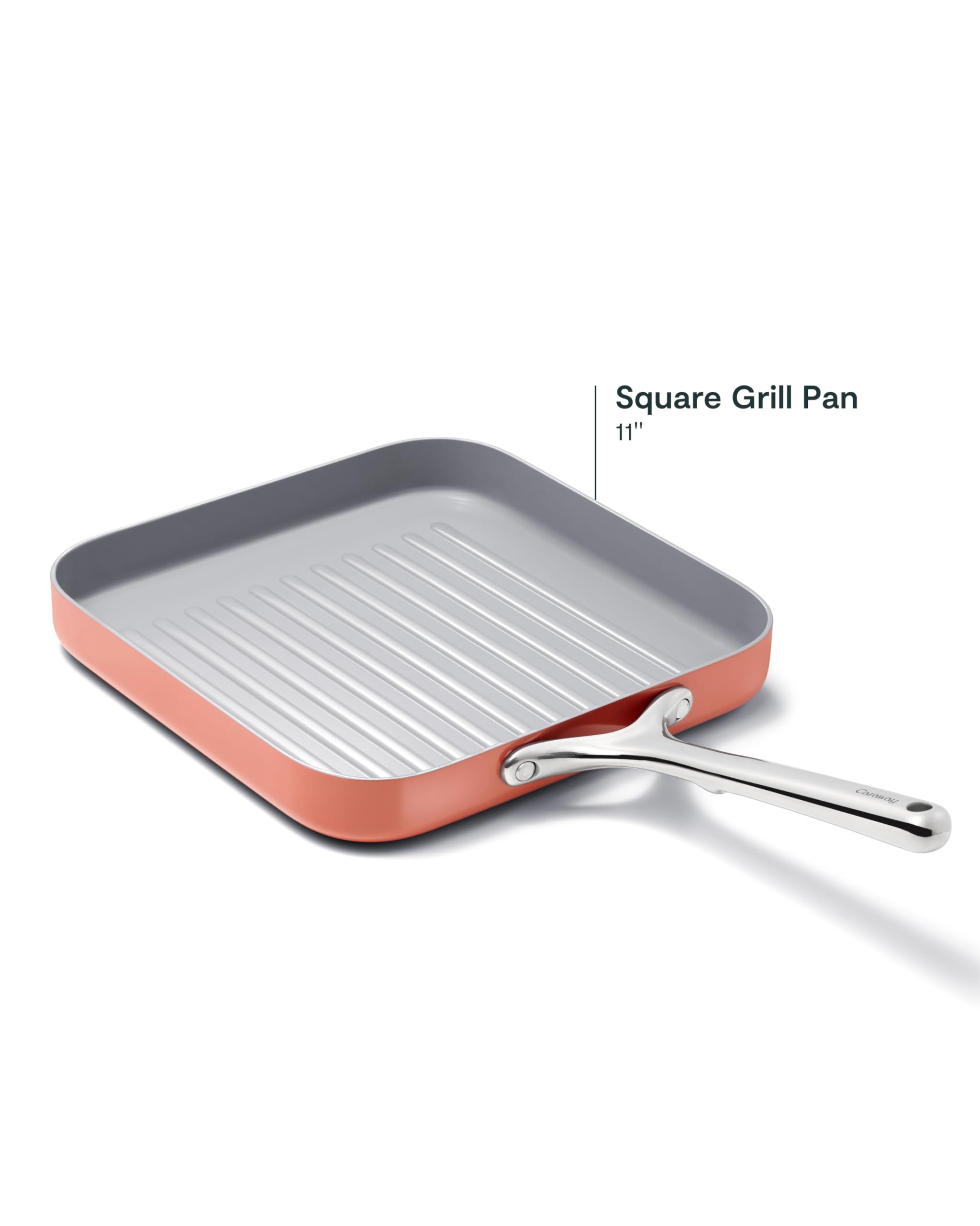 Caraway Square Grill Pan - 11” Grill Pan - Non-Stick Ceramic Coated - Non Toxic, PTFE & PFOA Free - Oven Safe & Compatible with All Stovetops - Cream