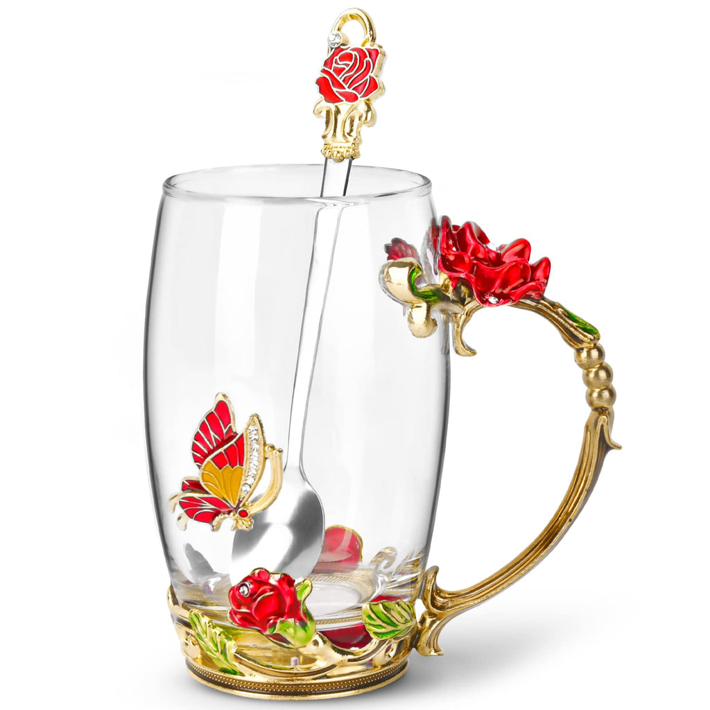 OEAGO Gifts for Mom Women Mothers Day Valentines Day Gifts Glass Coffee Enamels Mug Best Birthday Valentine's for Her Girlfriend Wife from Daughter Son Tea Cup Christmas Stocking Stuffers