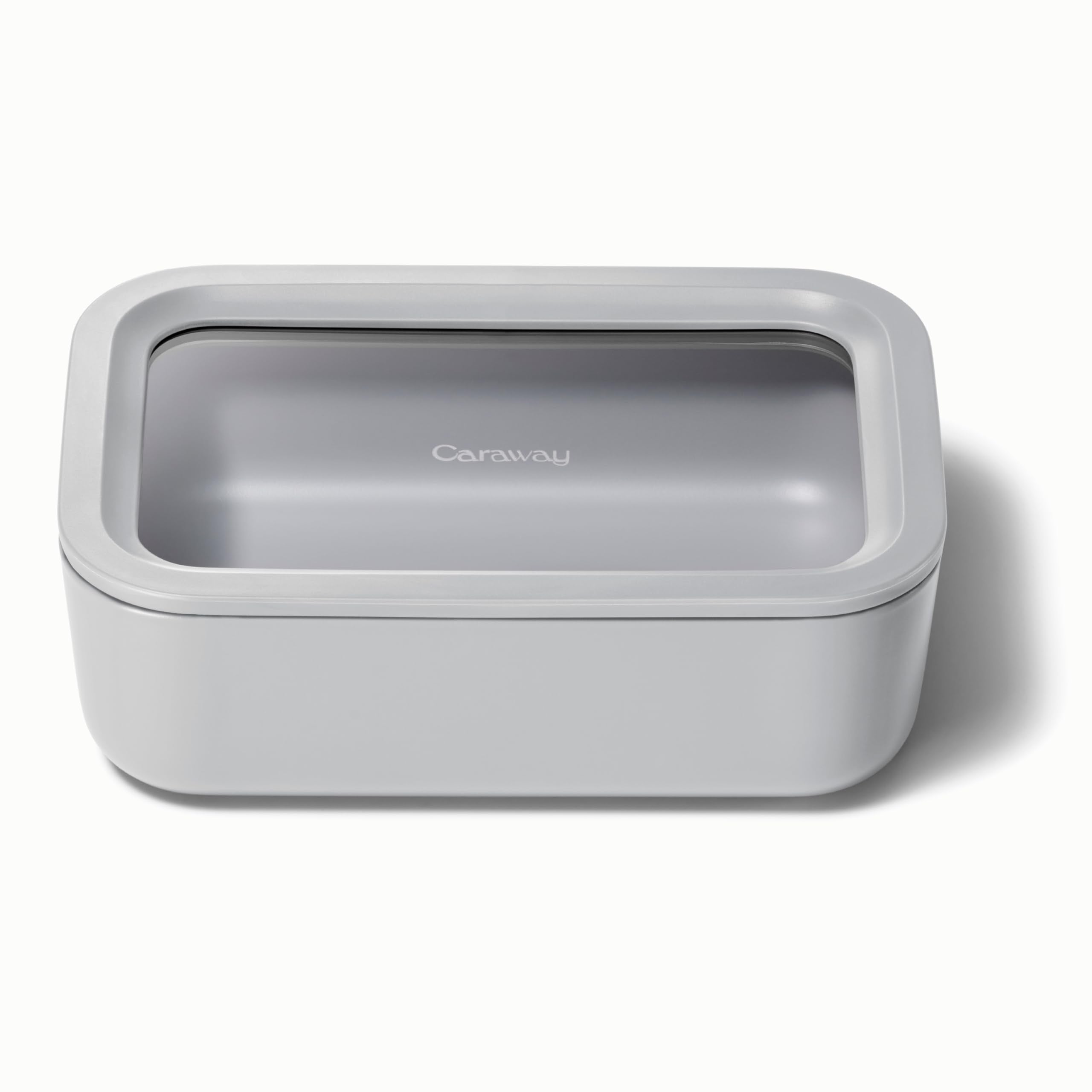 Caraway Glass Food Storage - 6.6 Cup Glass Container - Ceramic Coated Food Container - Non Stick Lunch Box Container with Lids - Dishwasher, Oven, & Microwave Safe - Cream