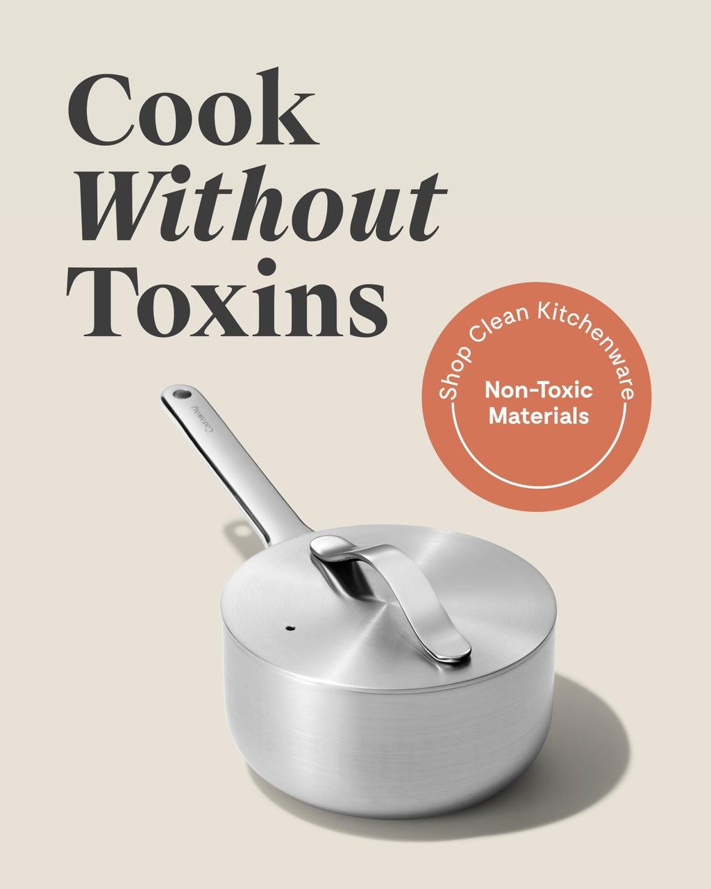 Caraway Stainless Steel Sauce Pan (3 Qt) - 5-Ply Stainless Steel - Oven Safe & Stovetop Agnostic - Non Toxic, PTFE & PFOA Free