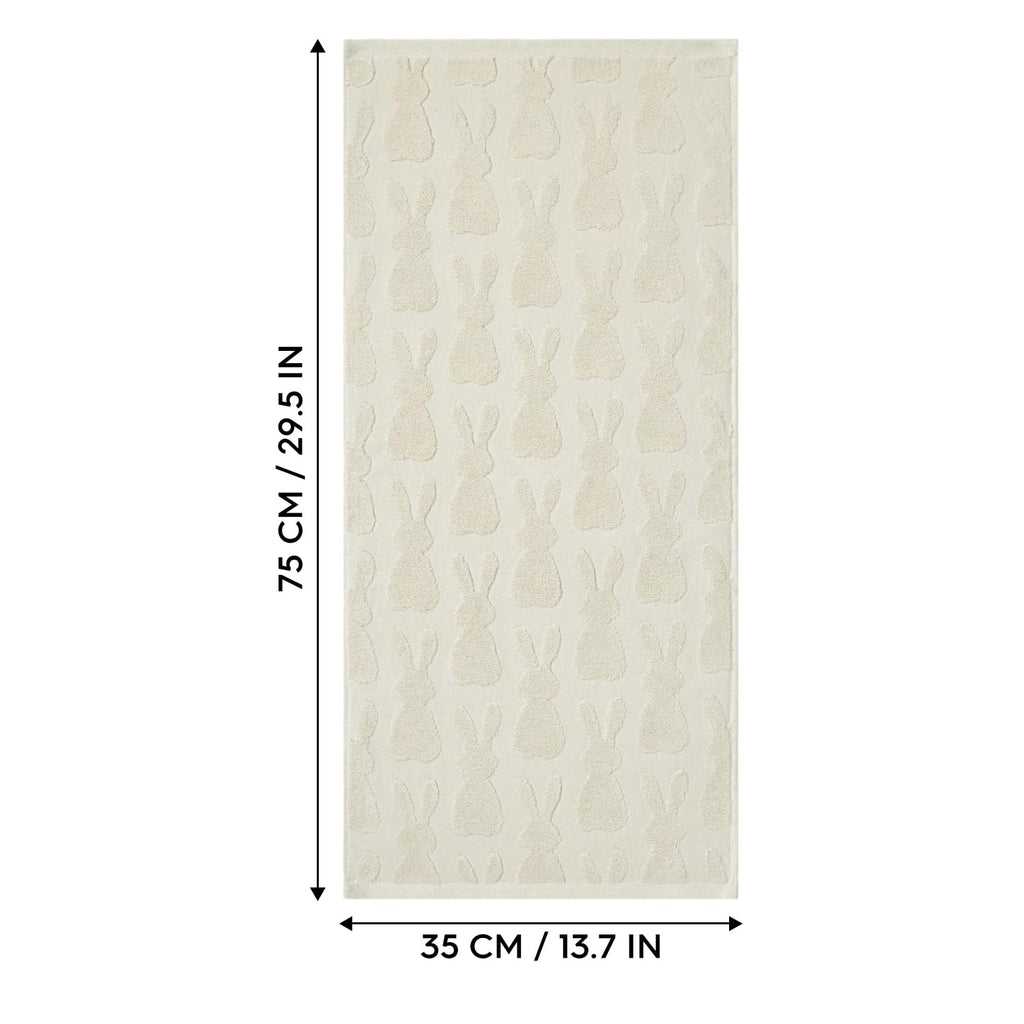 Artoid Mode 2 Pcs Beige 3D Rabbit Jacquard Easter Hand Towels for Bathroom, 100% Cotton Soft Absorbent Bathroom Decor Towels, 13.7 x 29.5 Inch