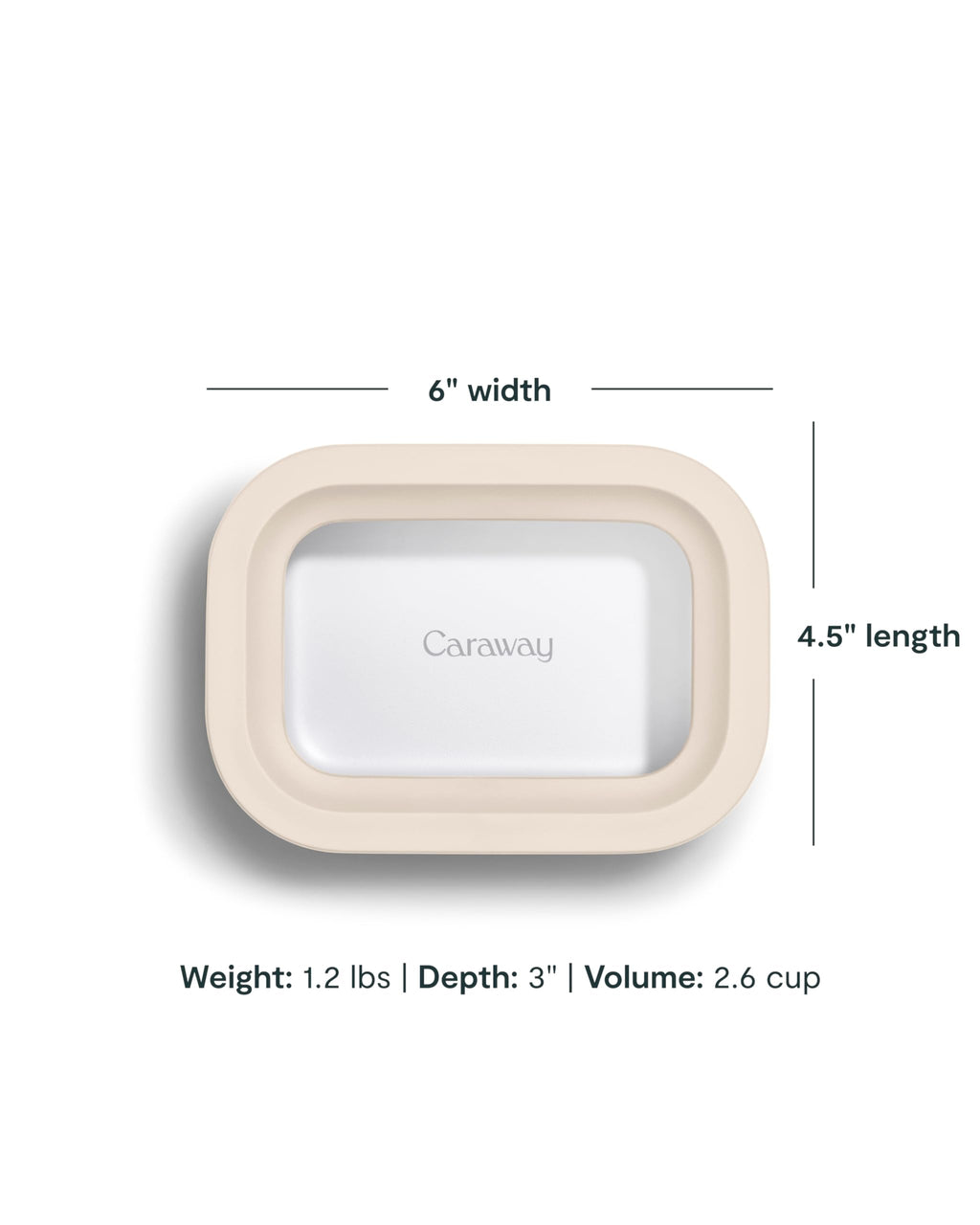Caraway Glass Food Storage - 6.6 Cup Glass Container - Ceramic Coated Food Container - Non Stick Lunch Box Container with Lids - Dishwasher, Oven, & Microwave Safe - Cream