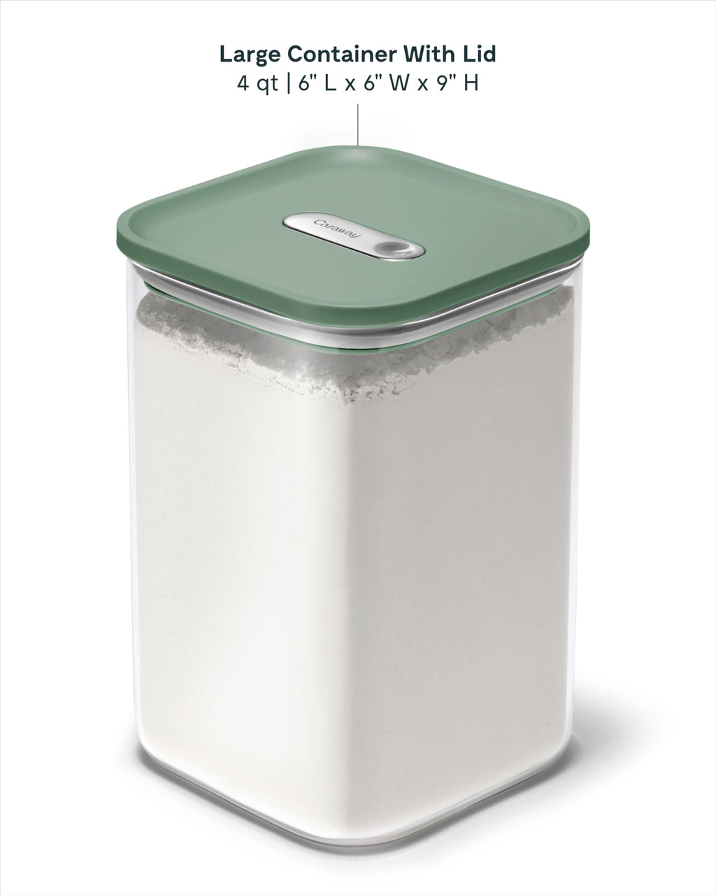 Caraway 4qt Glass Airtight Food Storage Container with Lid – Non-Toxic, BPA-Free Kitchen Storage Container – Stackable, Space-Saving Airtight Container for Dry Goods and More - Cream