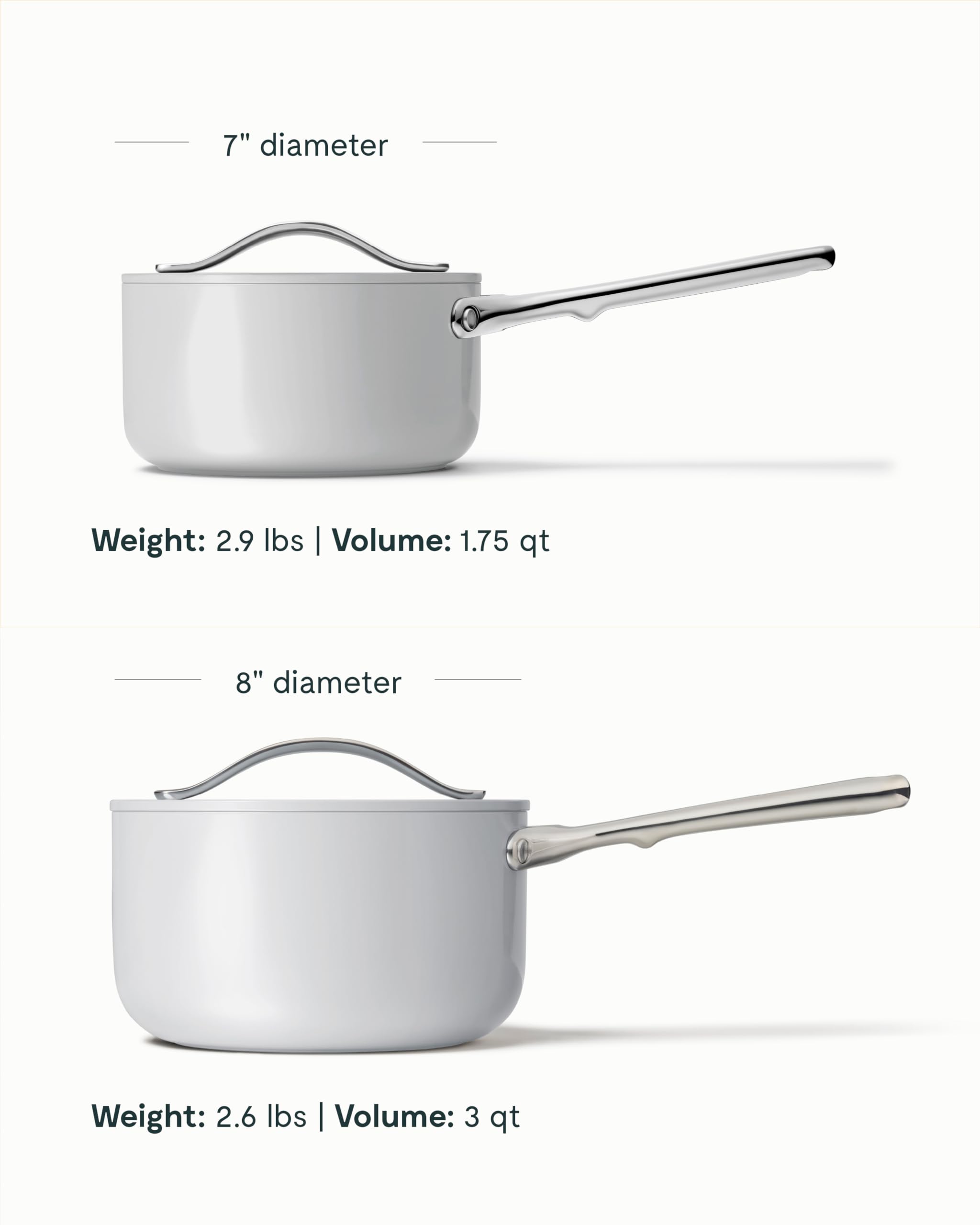 Caraway Nonstick Ceramic Sauce Pan with Lid (3 qt) - Non Toxic, PTFE & PFOA Free - Oven Safe & Compatible with All Stovetops (Gas, Electric & Induction) - Cream