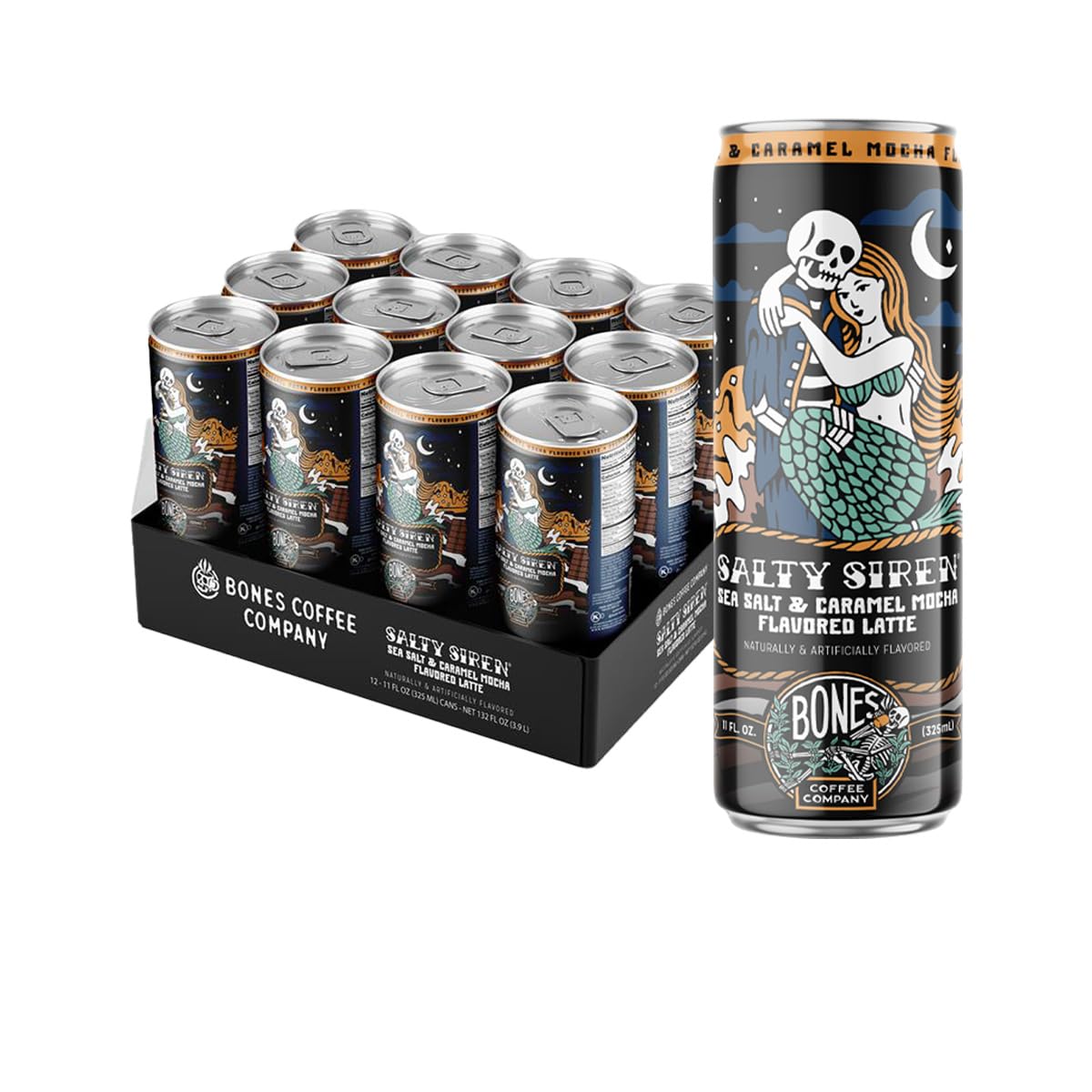 Bones Coffee Company S'mores Iced Coffee Latte - S'mores Flavored Canned Coffee Drink - 12 Pack Cans - 11 Oz Each