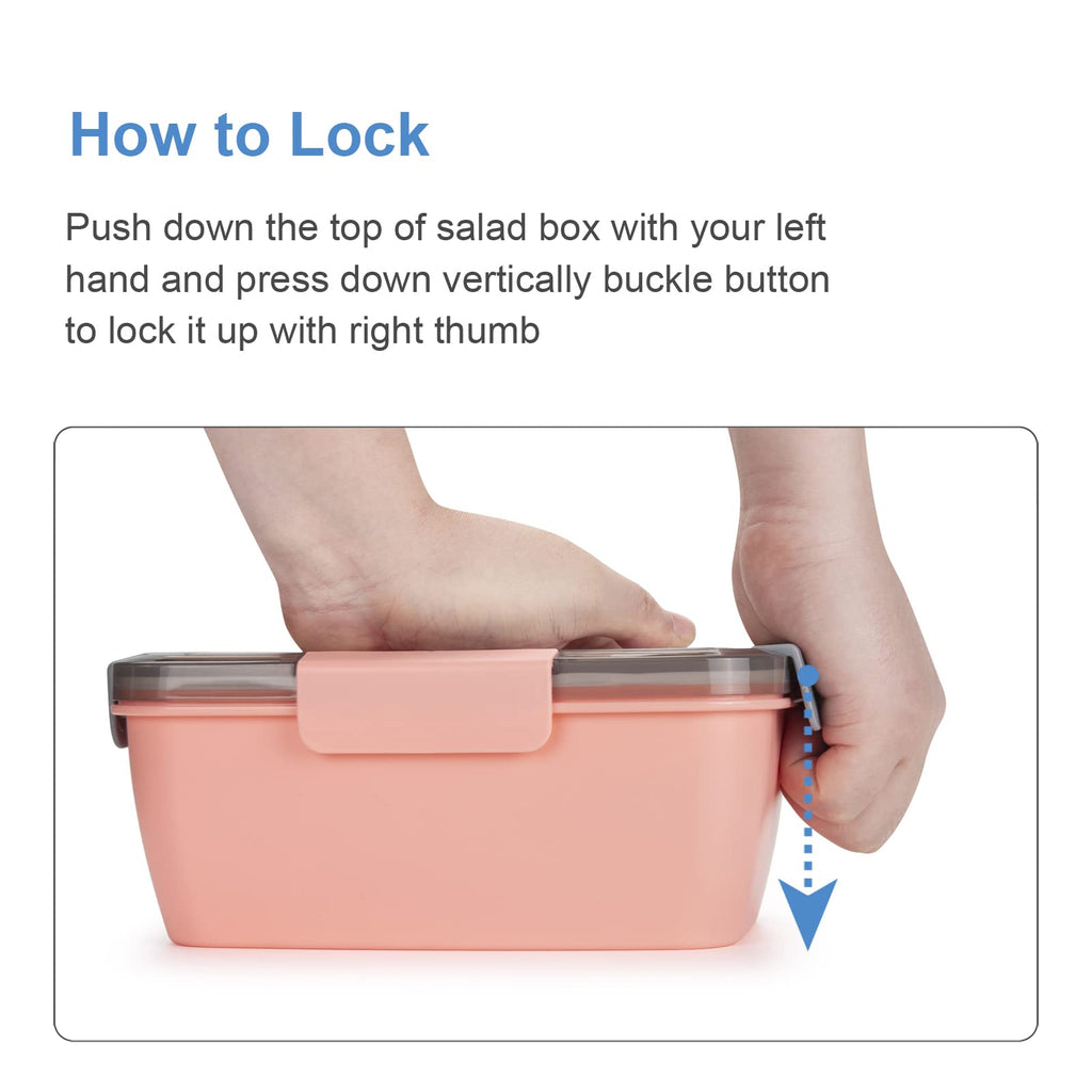 Freshmage Salad Lunch Container To Go, 52-oz Salad Bowls with 3 Compartments, Salad Dressings Container for Salad Toppings, Snacks, Men, Women (Blue)