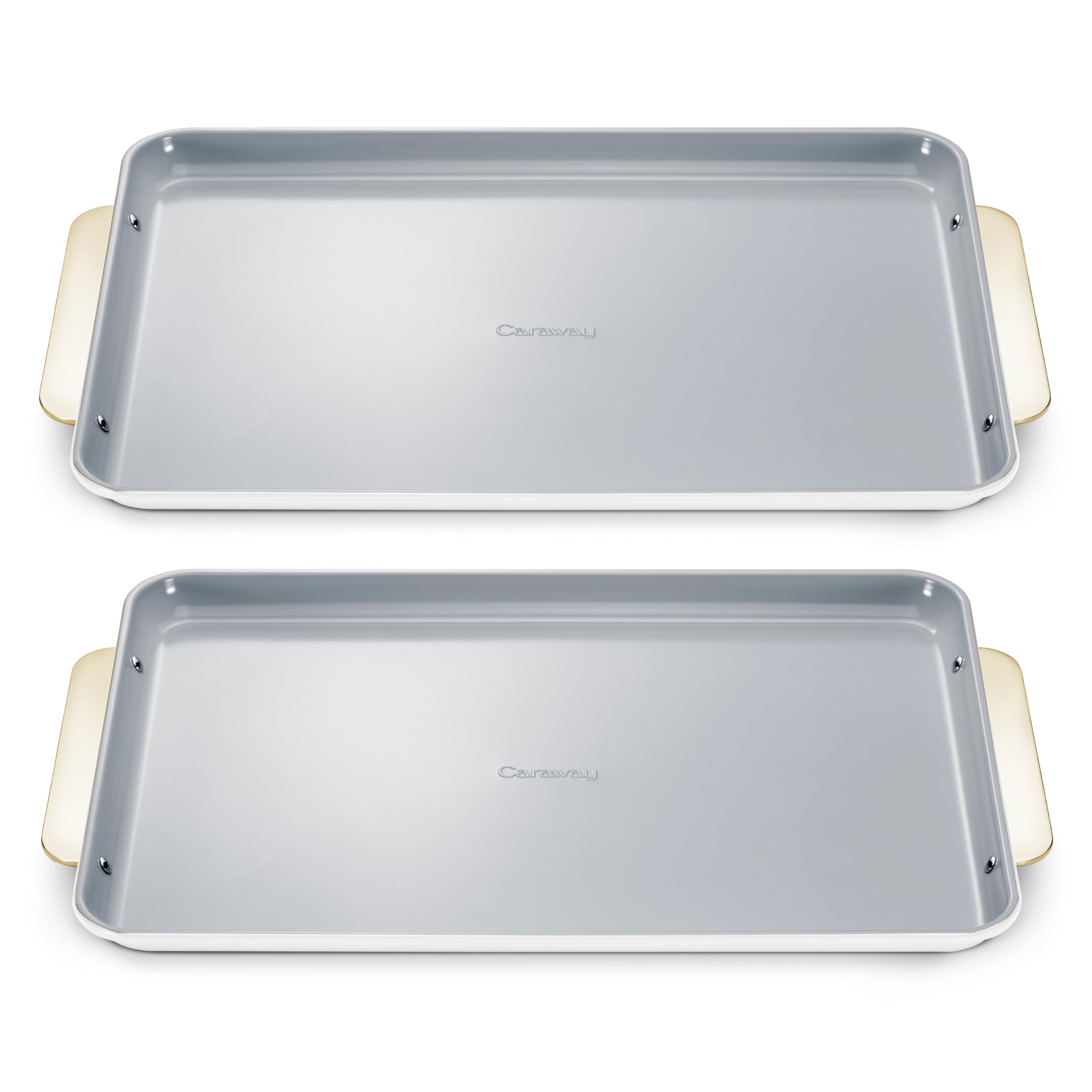 Caraway Non-Stick Ceramic Medium Baking Sheet Duo - Naturally Slick Ceramic Coating - Non-Toxic, PTFE & PFOA Free - Perfect for Baking, Roasting, and More - Medium (15" x 10") - Cream