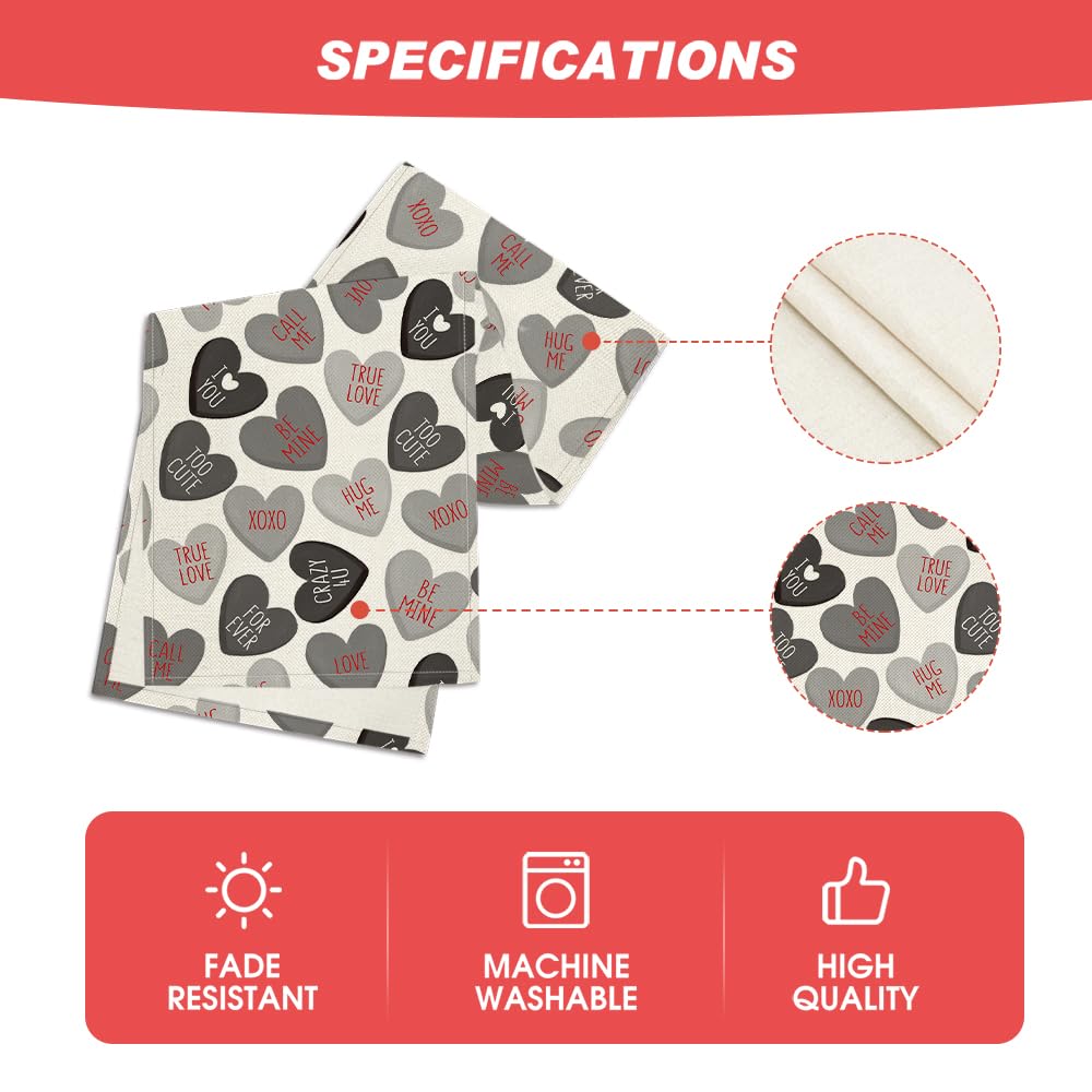 Artoid Mode Ture Love Heart Valentine's Day Table Runner, Seasonal Kitchen Dining Table Decoration for Home Party Decor 13x72 Inch