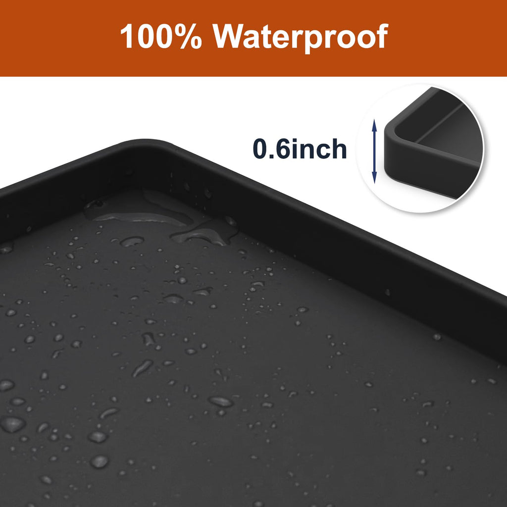 Extra Thick Silicone Mat Waterproof with Raised Edge 34" x 22", Under Sink Mat for Kitchen & Bathroom, Kitchen Cabinet Liner, Multi-Purpose for Storage & Protection, Gray
