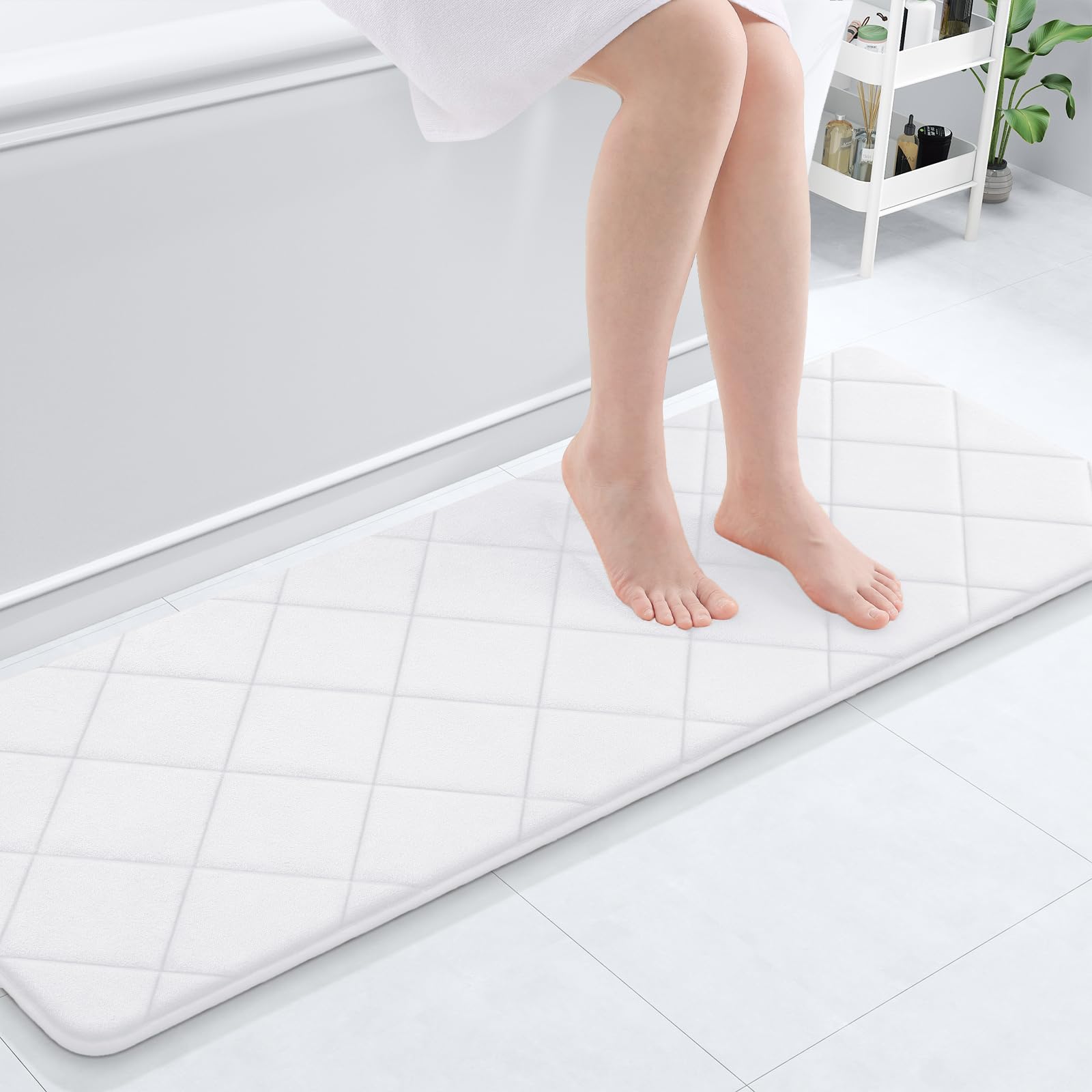 OLANLY Memory Foam Bath Mat 30x20, Ultra Soft and Absorbent Bathroom Rugs, Machine Washable, Comfortable Bath Carpet for Bathroom Floor, Tub and Shower, Black