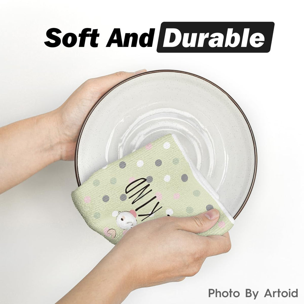 Artoid Mode Pink Bunny Rabbit Ears Floral Leaves Easter Kitchen Towels Dish Towels, 18x26 Inch Be Kind Seasonal Decoration Hand Towels Set of 4