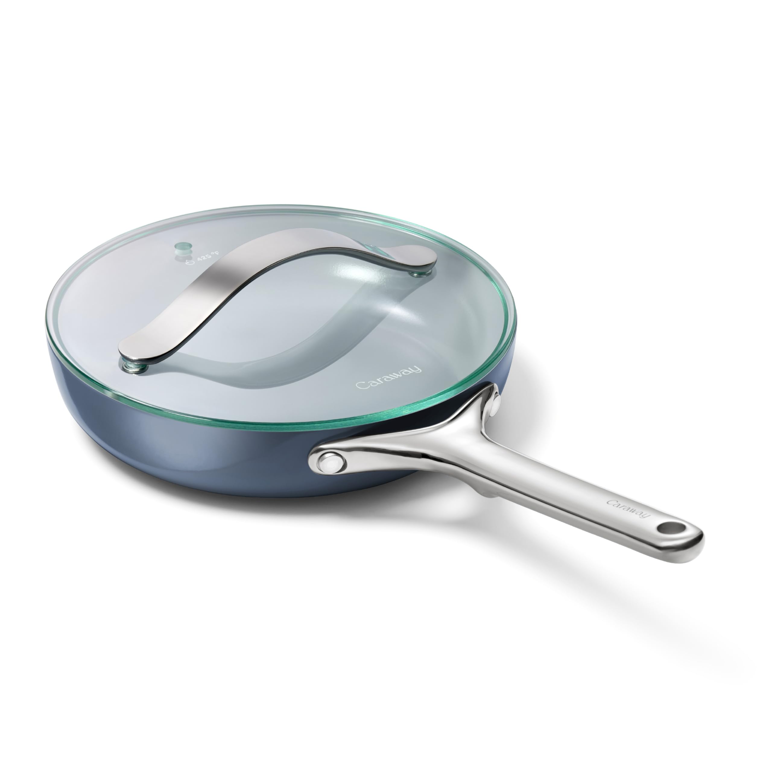 Caraway Nonstick Ceramic Frying Pan With Glass Lid (2.7 qt, 10.5") - Non Toxic, PTFE & PFOA Free - Oven Safe & Compatible with All Stovetops (Gas, Electric & Induction) - Cream