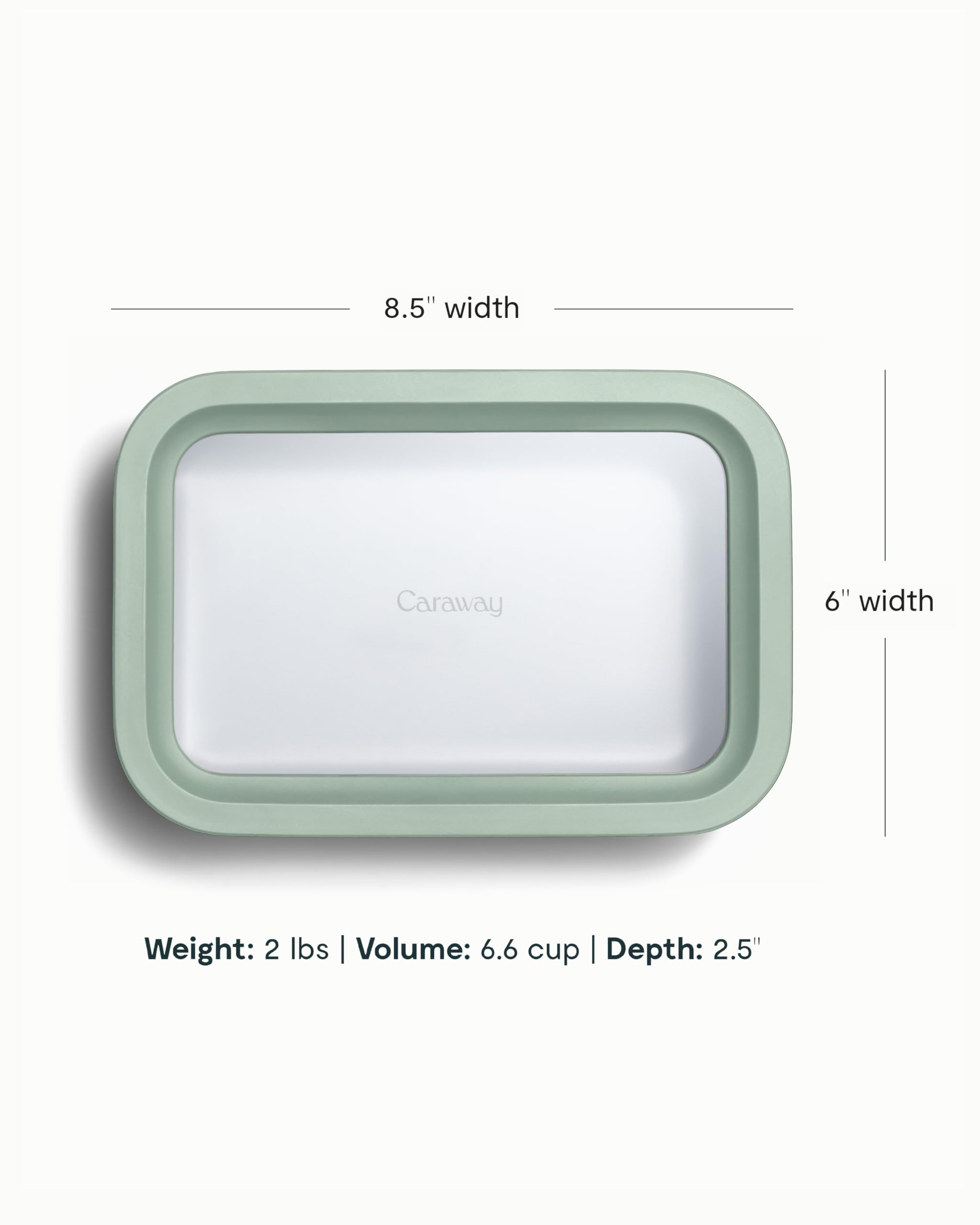 Caraway Glass Food Storage - 6.6 Cup Glass Container - Ceramic Coated Food Container - Non Stick Lunch Box Container with Lids - Dishwasher, Oven, & Microwave Safe - Cream