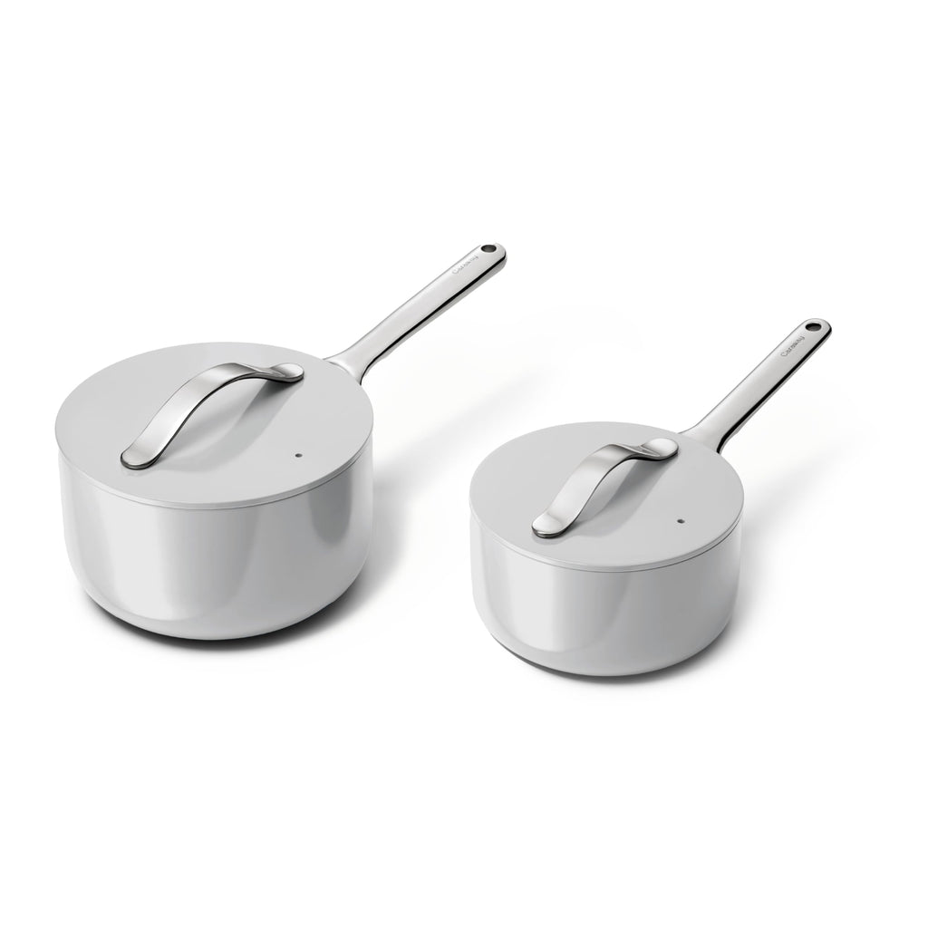 Caraway Nonstick Ceramic Sauce Pan with Lid (3 qt) - Non Toxic, PTFE & PFOA Free - Oven Safe & Compatible with All Stovetops (Gas, Electric & Induction) - Cream