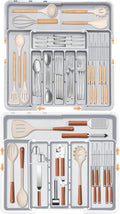 Homecor Silverware Organizer + Utensil Drawer Organizer for Kitchen Grey