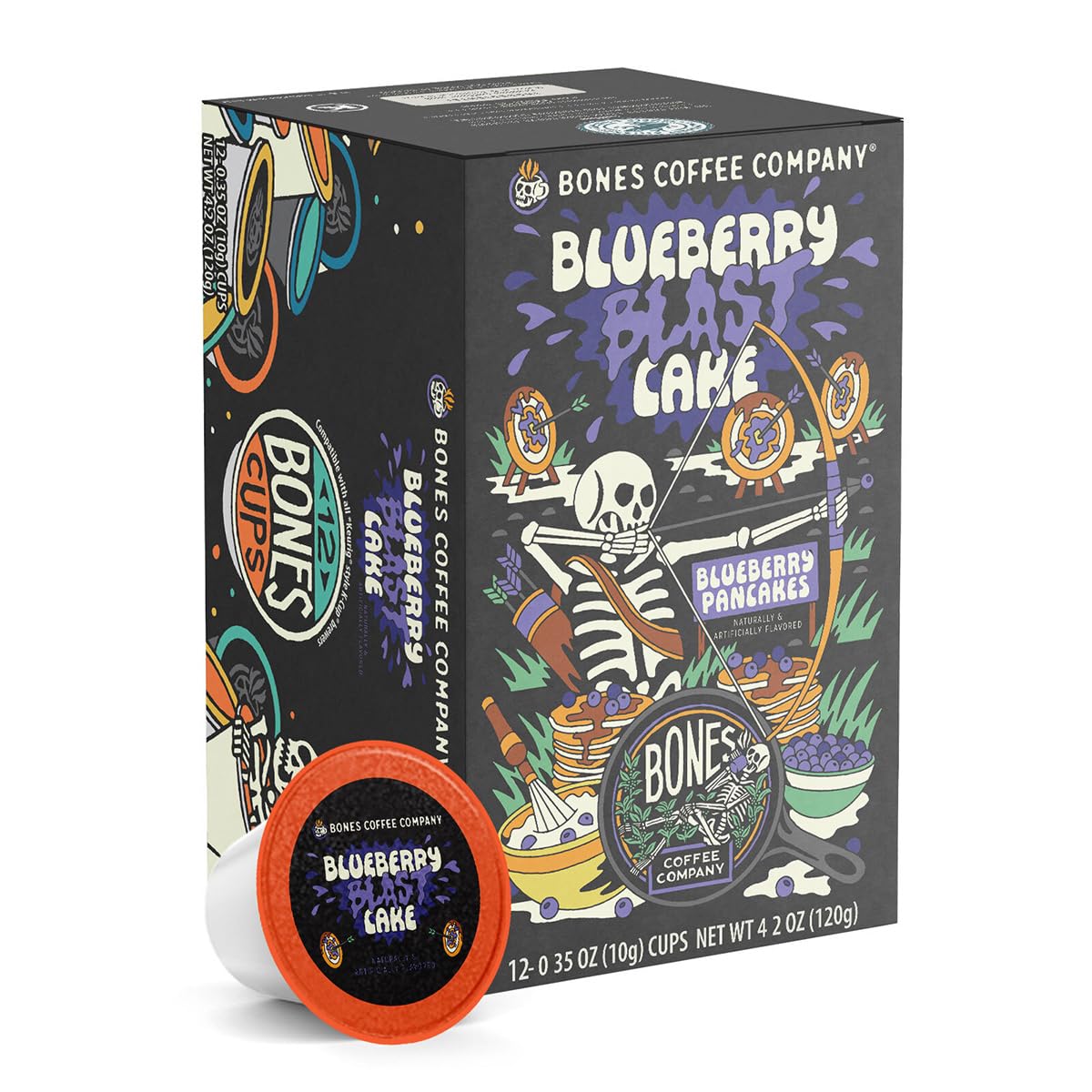 Bones Coffee Company Flavored Coffee Bones Cups Highland Grog Butterscotch Caramel | 12ct Single-Serve Coffee Pods Compatible with Keurig 1.0 & 2.0 Keurig Coffee Maker