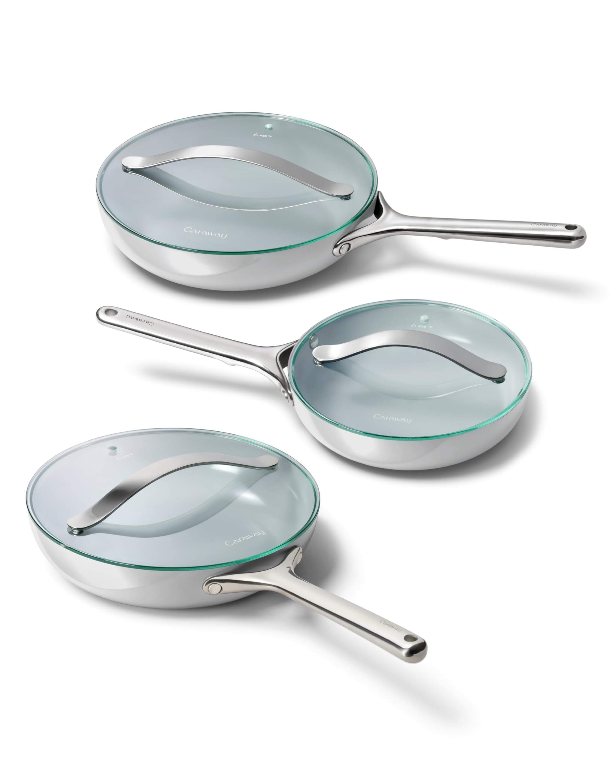 Caraway Nonstick Ceramic Frying Pan With Glass Lid (2.7 qt, 10.5") - Non Toxic, PTFE & PFOA Free - Oven Safe & Compatible with All Stovetops (Gas, Electric & Induction) - Cream
