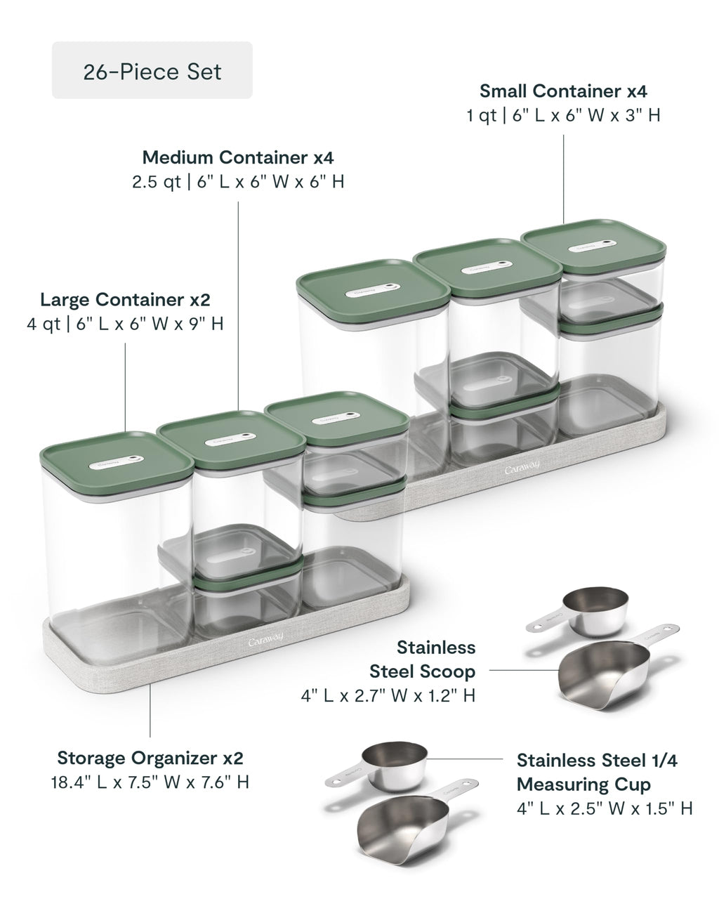 Caraway 13-Piece Glass Airtight Food Storage Containers with Lids – Non-Toxic, BPA-Free Kitchen Storage Containers – Stackable, Space-Saving Airtight Containers for Dry Goods and More - Navy