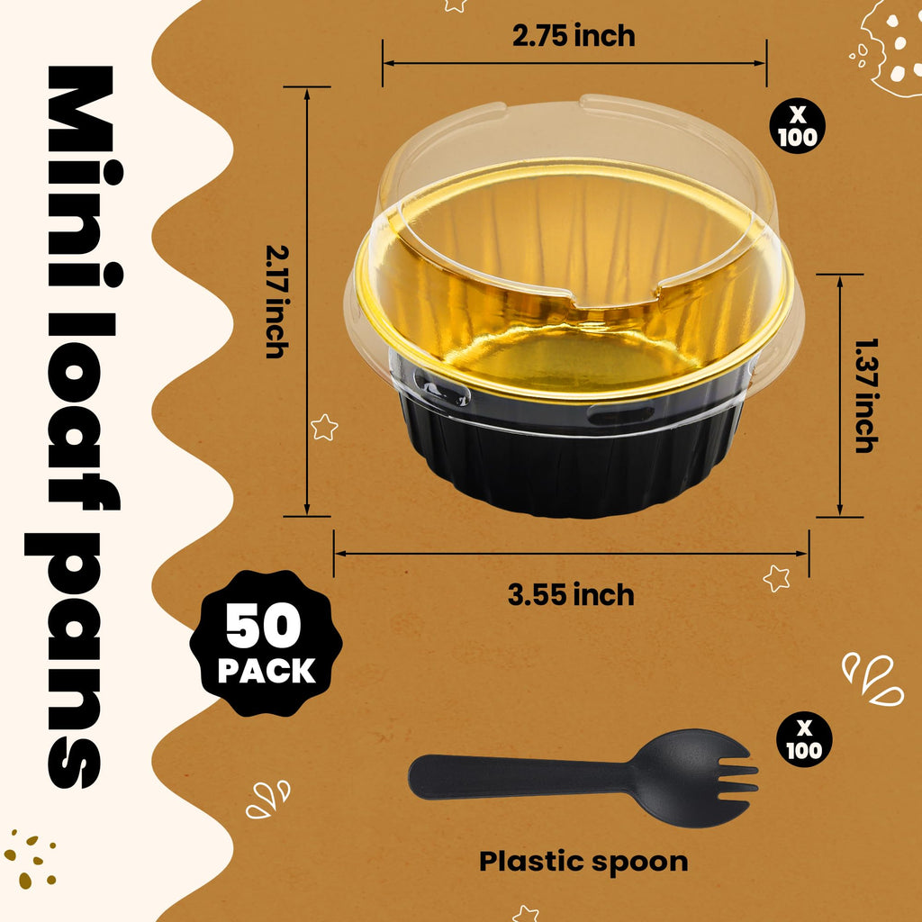 5 OZ Mini Loaf Pans with Lids Mini Cake Pans Baking Cups Disposable Ramekin for Cupake Pudding Party Wedding Birthday(50 Pack, Pink)