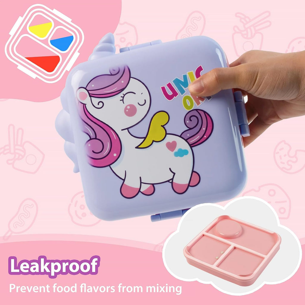 Freshmage Plastic Double-Layer Bento Box and Salad Lunch Container with 3 Compartments