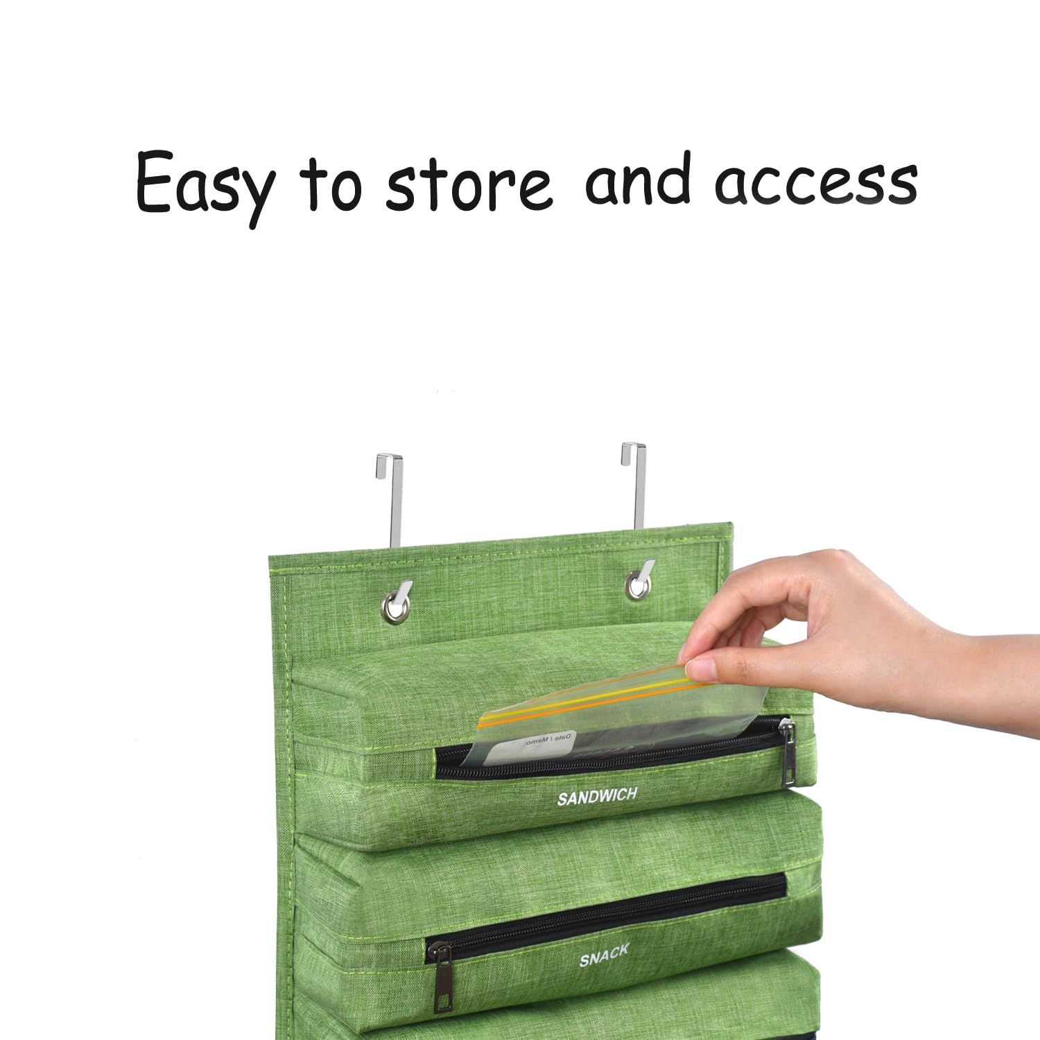 Zipper Bag Organizer Compatible with Gallon, Quart, Sandwich & Snack Food Storage Bag, Kitchen Plastic Bag Storage Organizer for Kitchen RV Camper (Grey)