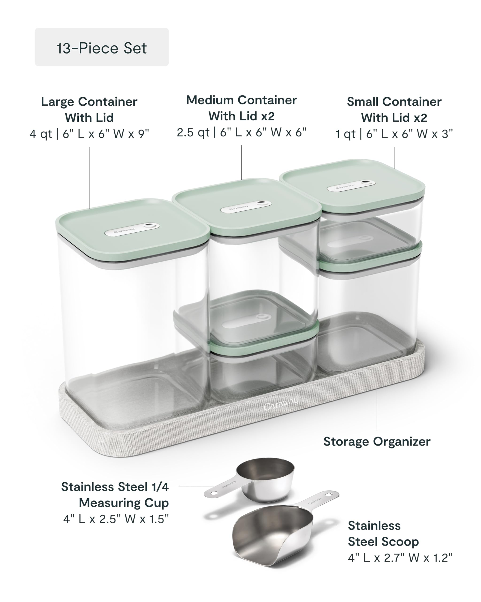 Caraway 13-Piece Glass Airtight Food Storage Containers with Lids – Non-Toxic, BPA-Free Kitchen Storage Containers – Stackable, Space-Saving Airtight Containers for Dry Goods and More - Navy