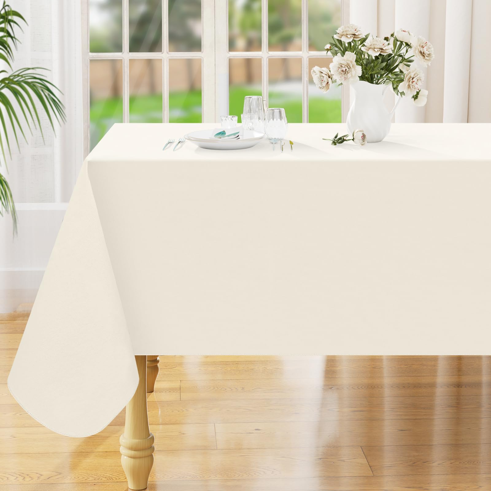 Smiry Rectangle Table Cloth 60x84 Inch, Waterproof Wipeable Vinyl Tablecloths Protector, Oil Spill Proof Plastic Table Cover for Dining, Picnic, Camping, Outdoor, Clear