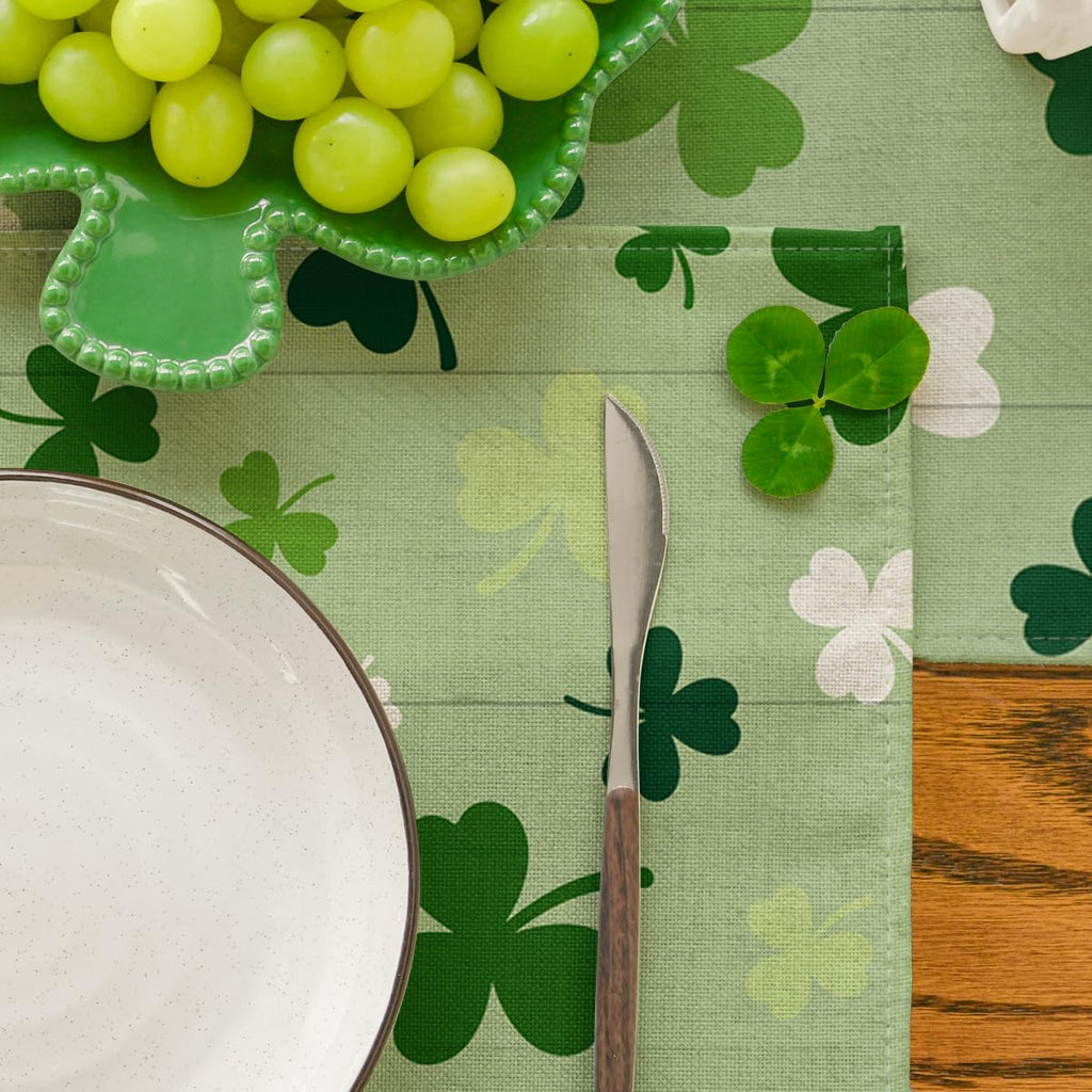 Artoid Mode Green Shamrock St. Patrick's Day Placemats Set of 4, 12x18 Inch Seasonal Spring Table Mats for Party Kitchen Dining Decoration